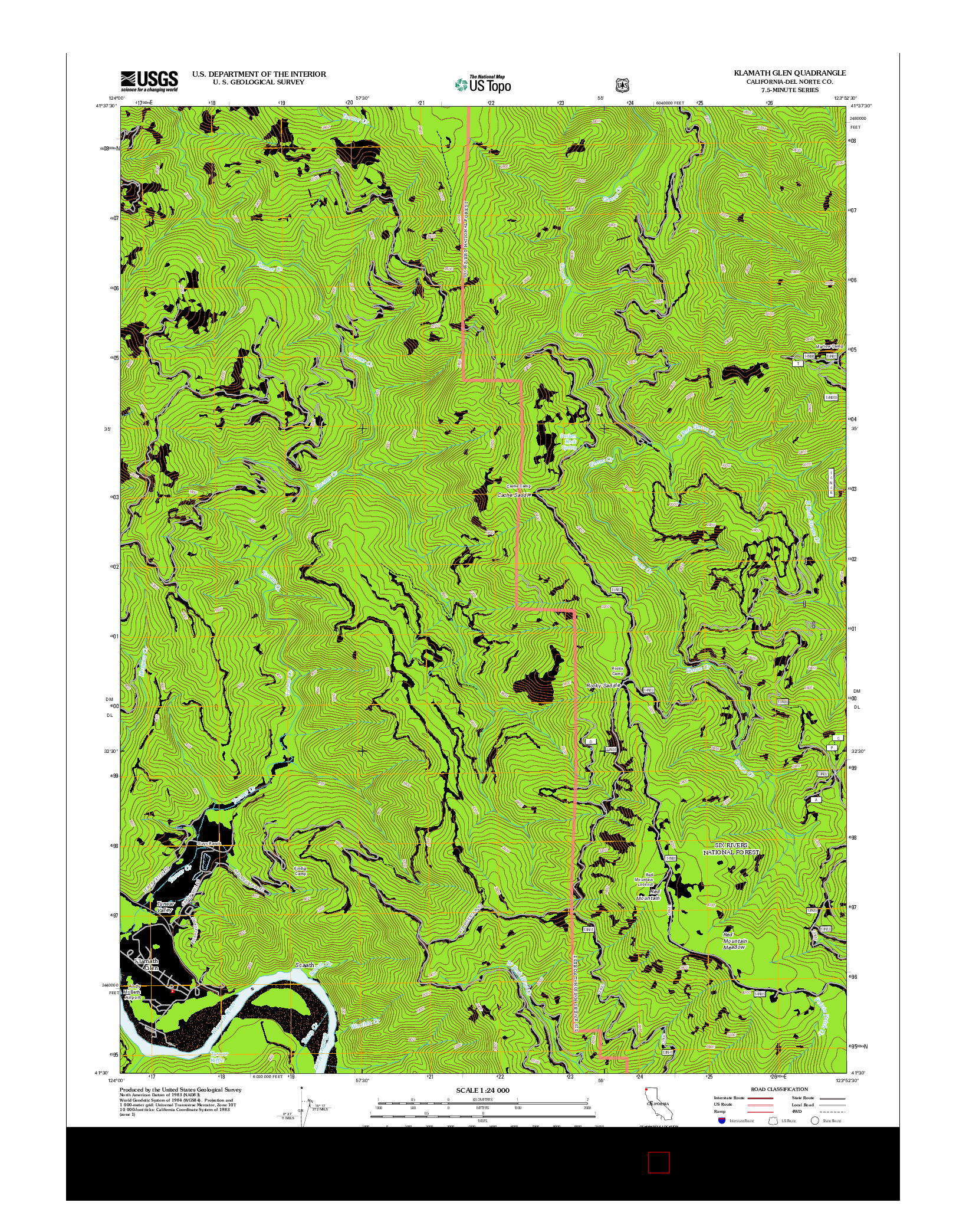 USGS US TOPO 7.5-MINUTE MAP FOR KLAMATH GLEN, CA 2012