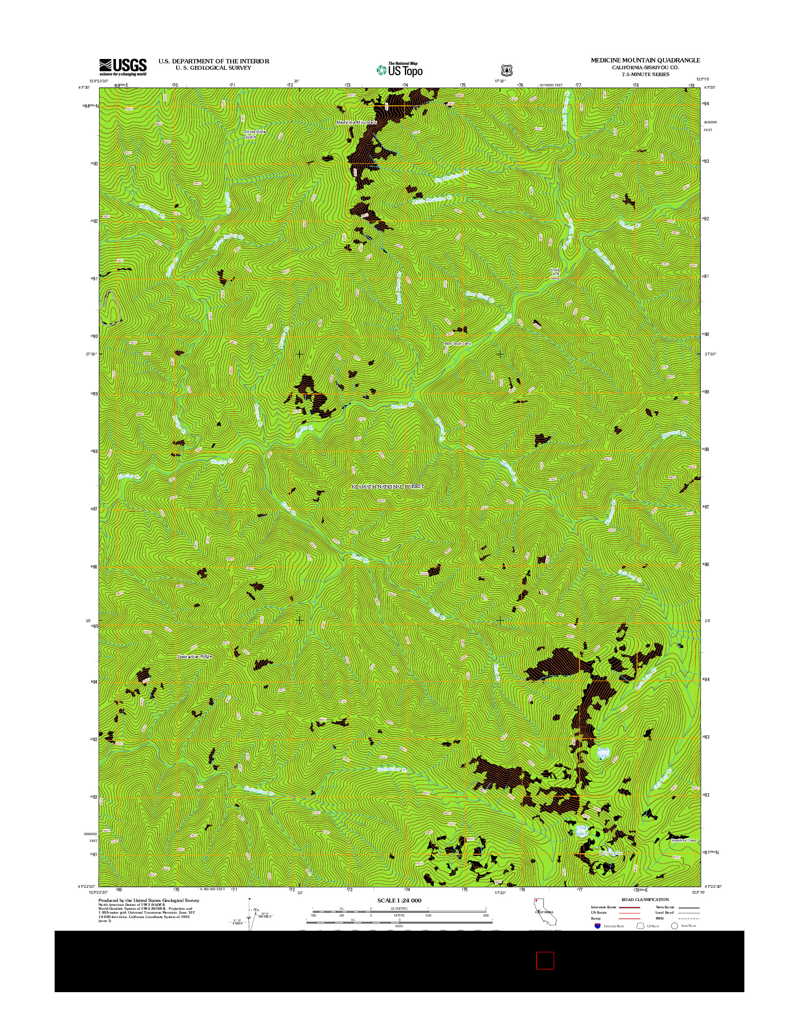 USGS US TOPO 7.5-MINUTE MAP FOR MEDICINE MOUNTAIN, CA 2012