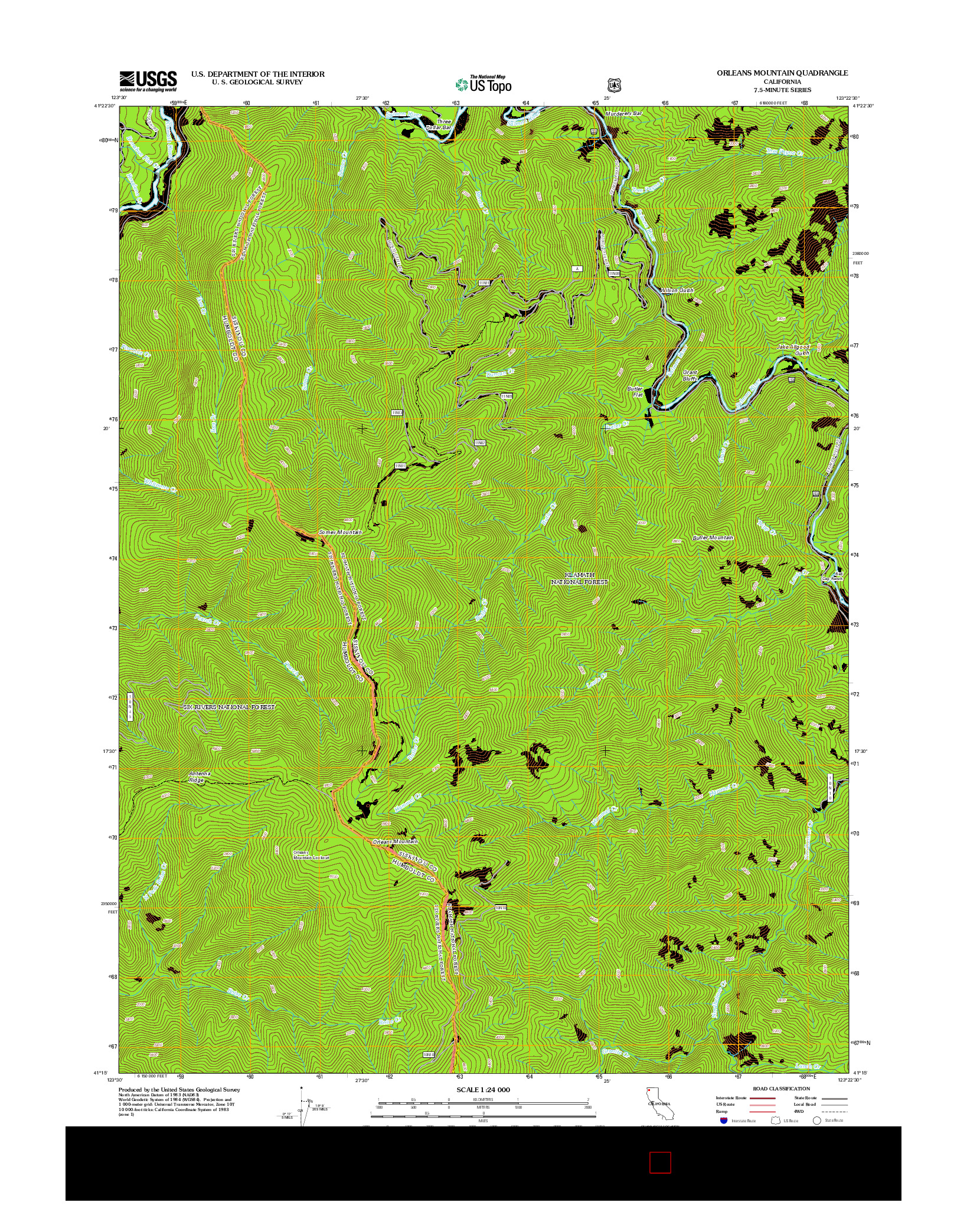 USGS US TOPO 7.5-MINUTE MAP FOR ORLEANS MOUNTAIN, CA 2012