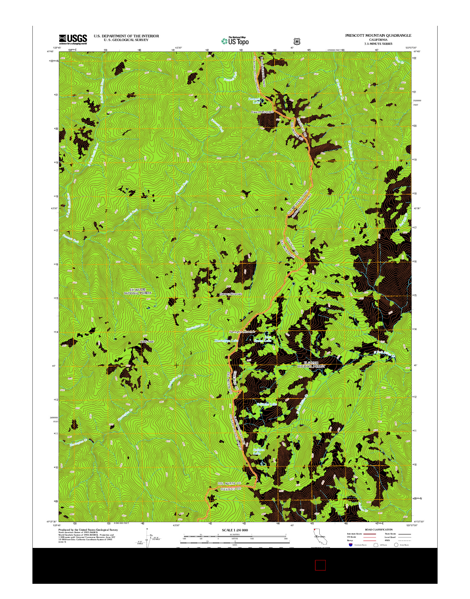 USGS US TOPO 7.5-MINUTE MAP FOR PRESCOTT MOUNTAIN, CA 2012