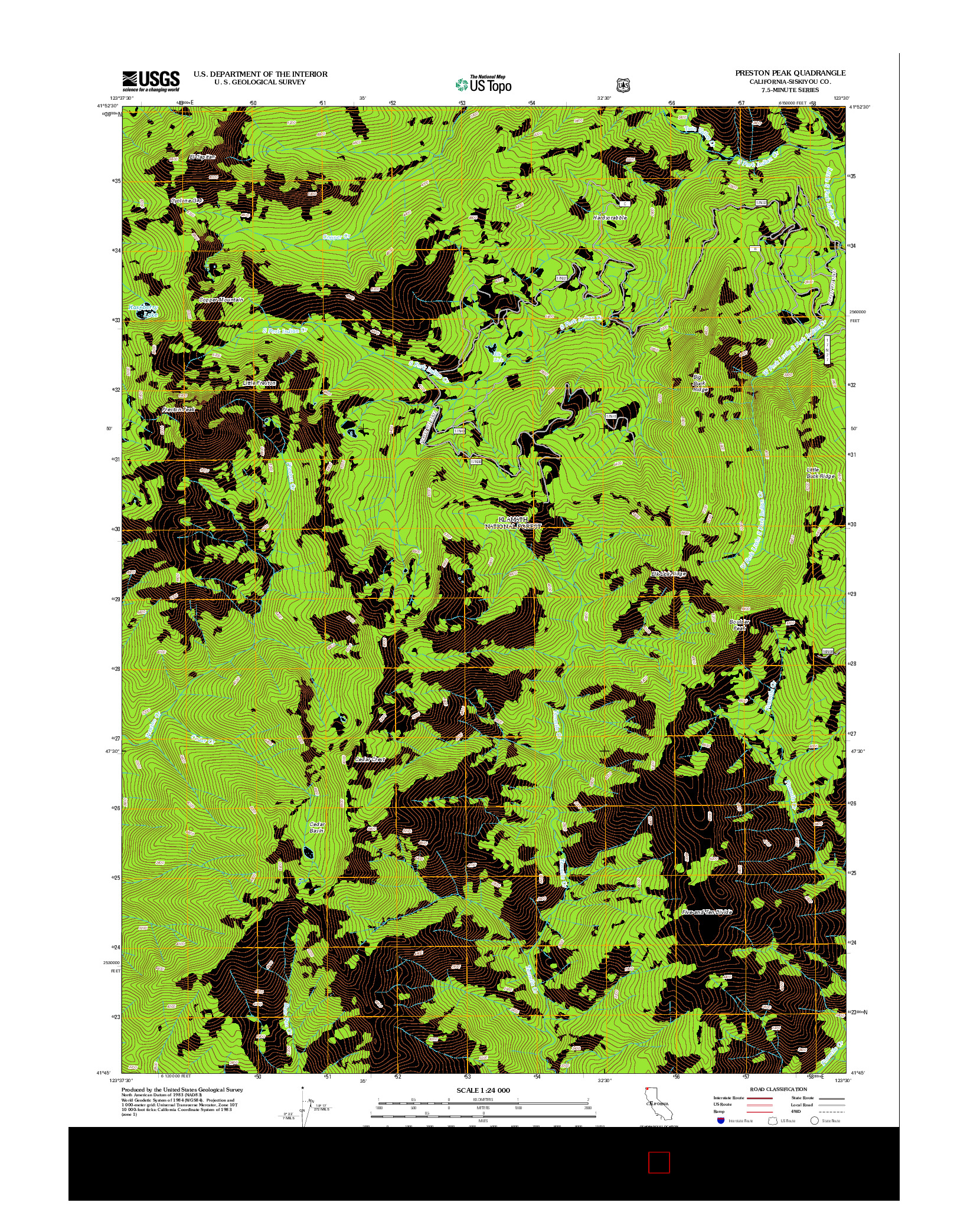 USGS US TOPO 7.5-MINUTE MAP FOR PRESTON PEAK, CA 2012