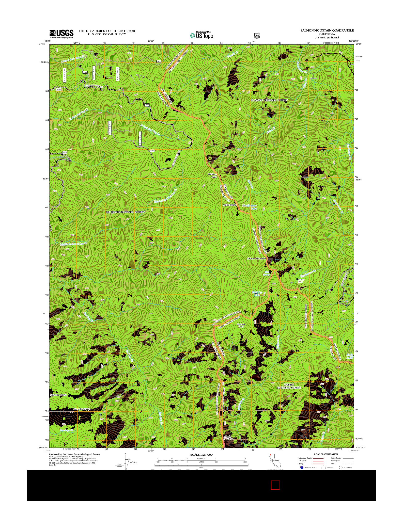 USGS US TOPO 7.5-MINUTE MAP FOR SALMON MOUNTAIN, CA 2012