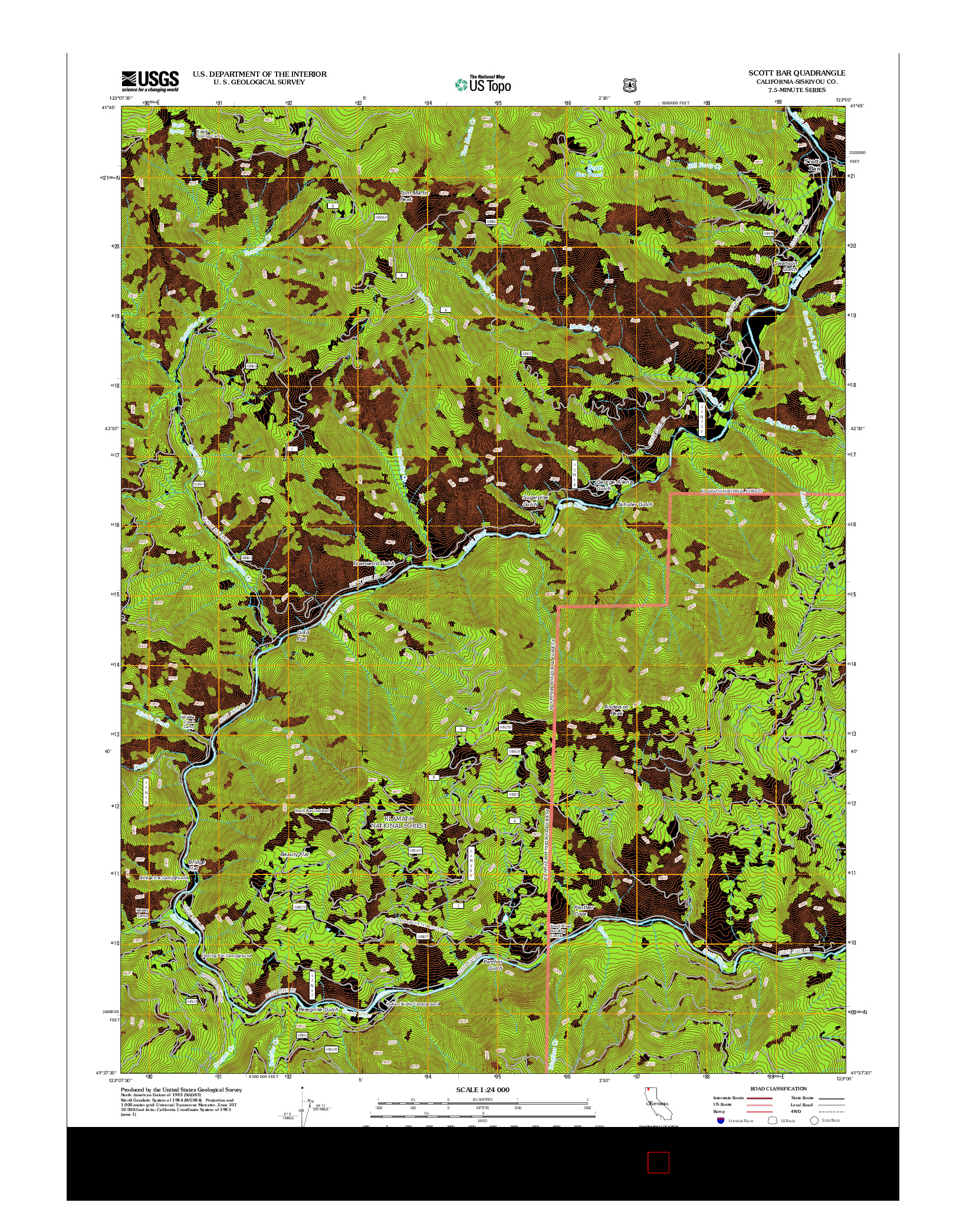 USGS US TOPO 7.5-MINUTE MAP FOR SCOTT BAR, CA 2012