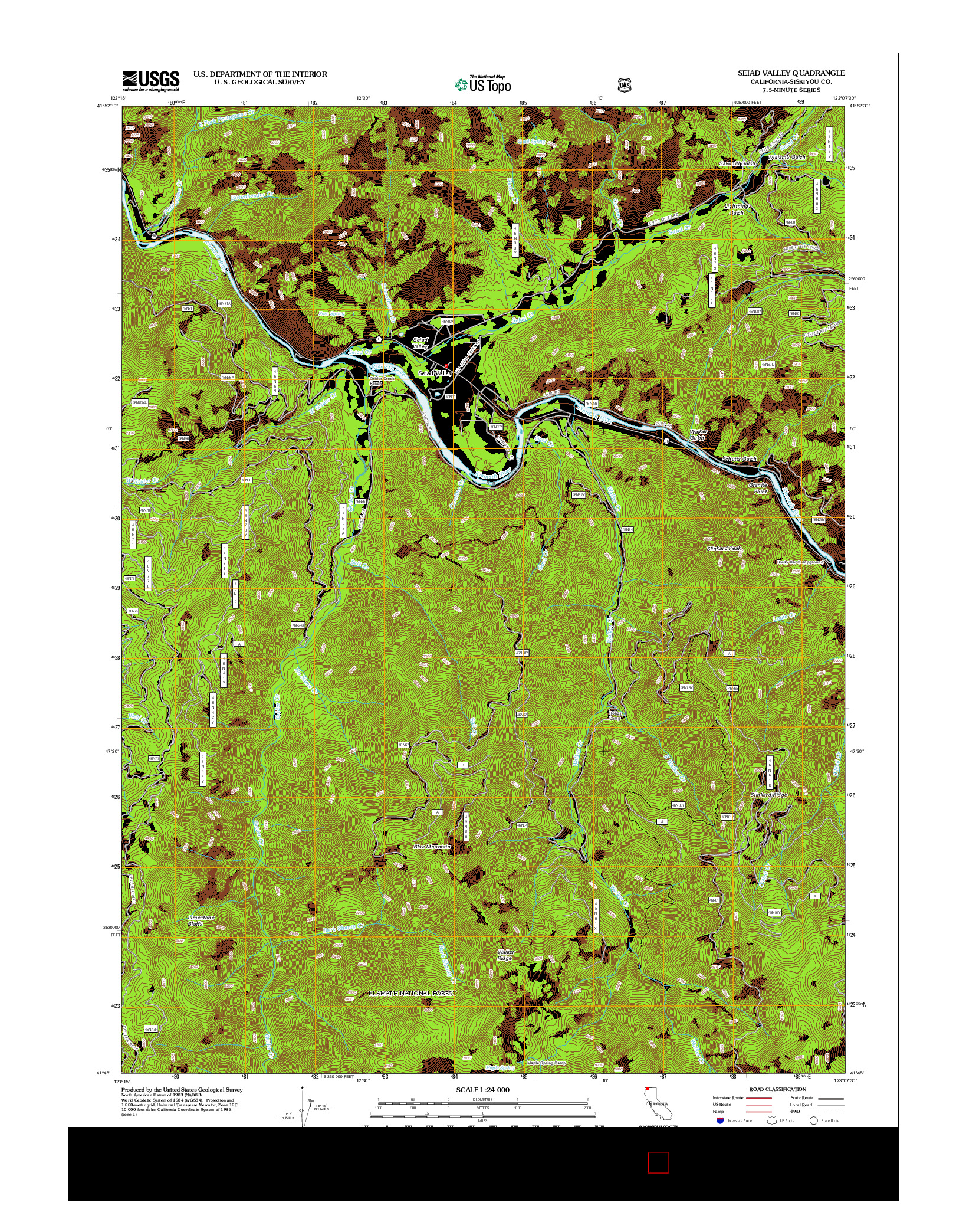 USGS US TOPO 7.5-MINUTE MAP FOR SEIAD VALLEY, CA 2012