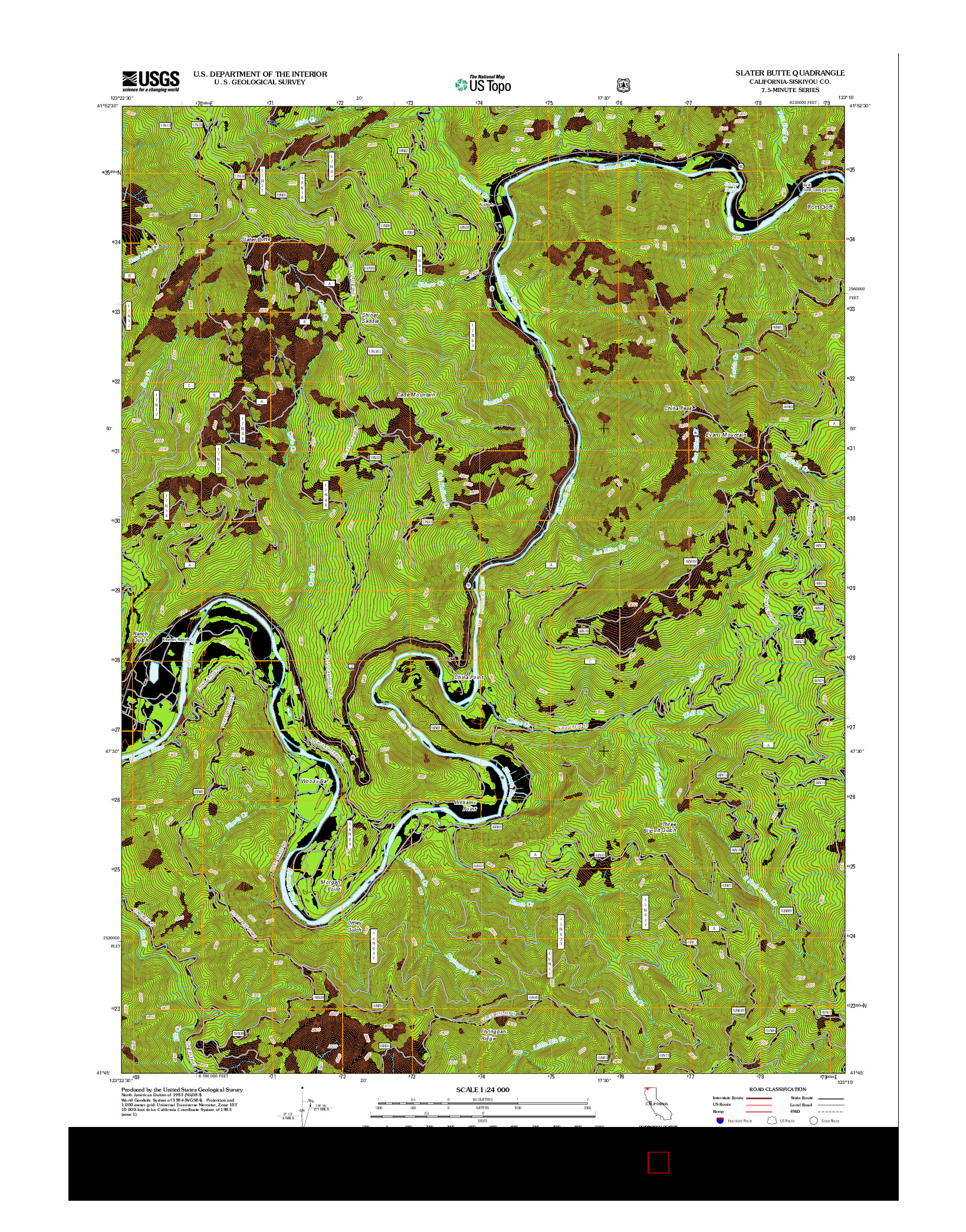 USGS US TOPO 7.5-MINUTE MAP FOR SLATER BUTTE, CA 2012