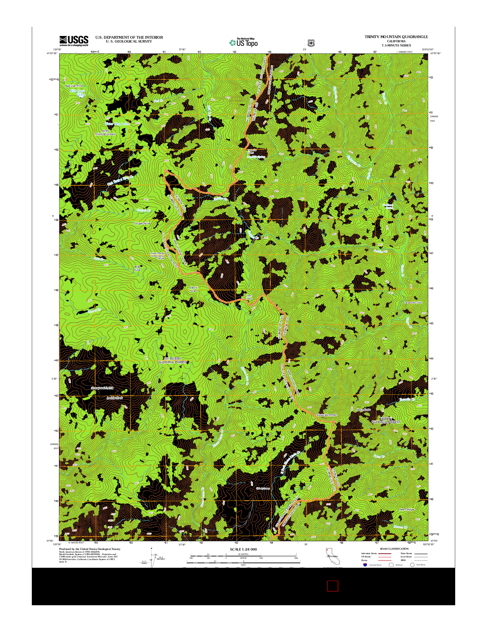 USGS US TOPO 7.5-MINUTE MAP FOR TRINITY MOUNTAIN, CA 2012