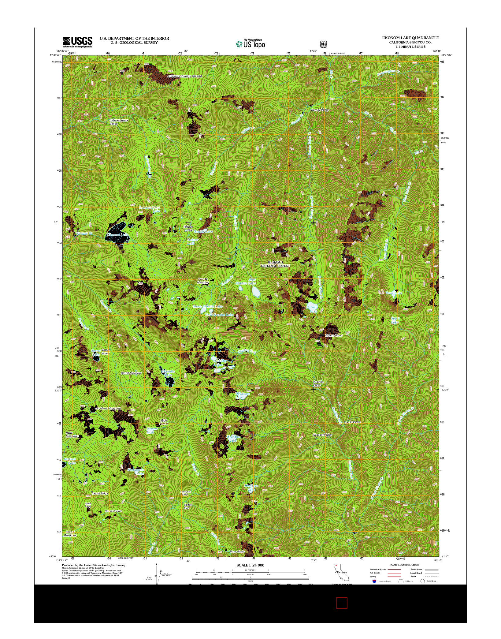 USGS US TOPO 7.5-MINUTE MAP FOR UKONOM LAKE, CA 2012