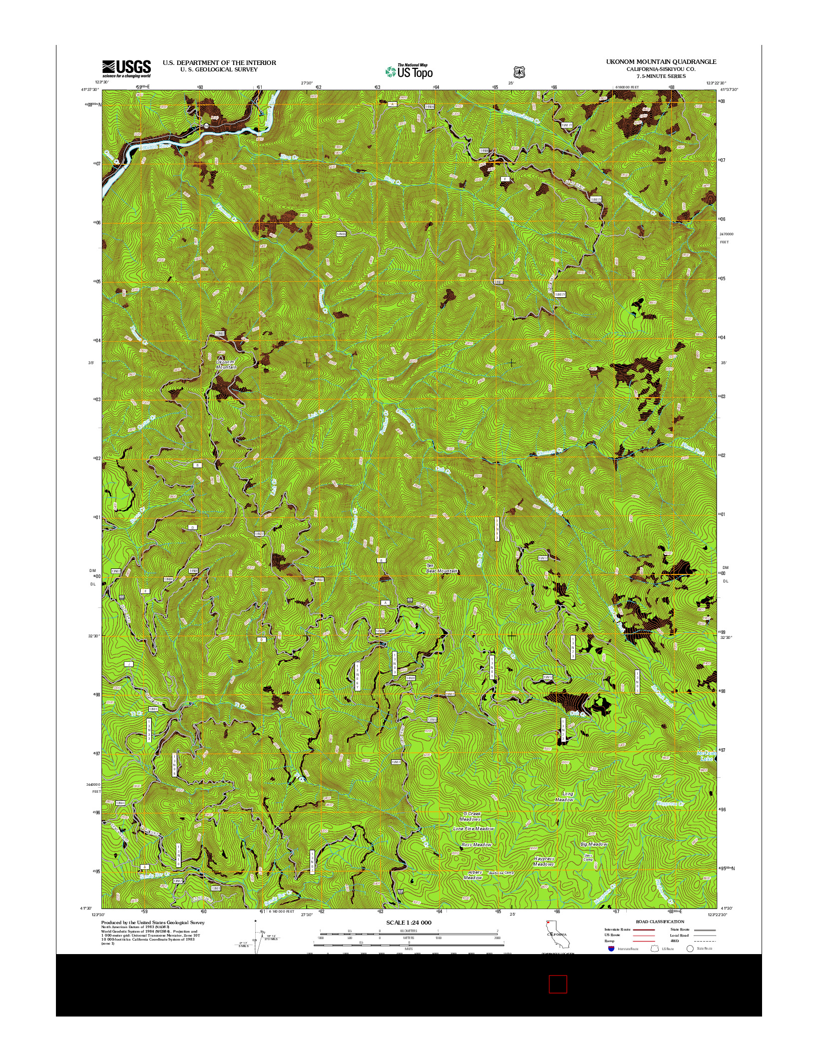 USGS US TOPO 7.5-MINUTE MAP FOR UKONOM MOUNTAIN, CA 2012