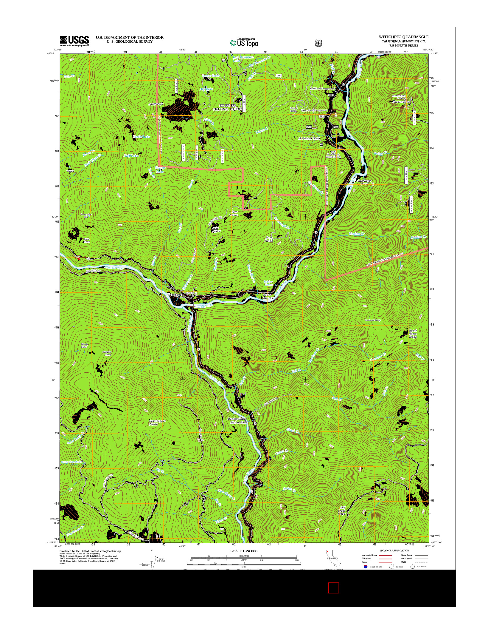 USGS US TOPO 7.5-MINUTE MAP FOR WEITCHPEC, CA 2012