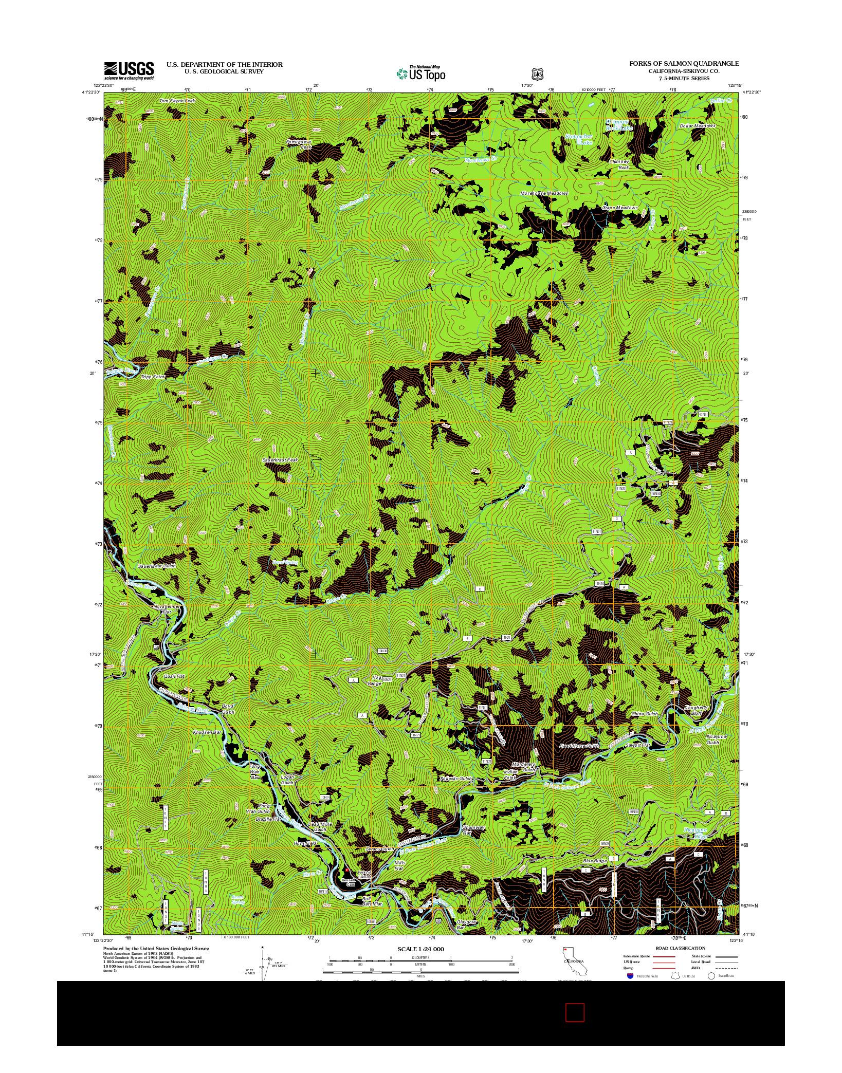 USGS US TOPO 7.5-MINUTE MAP FOR FORKS OF SALMON, CA 2012