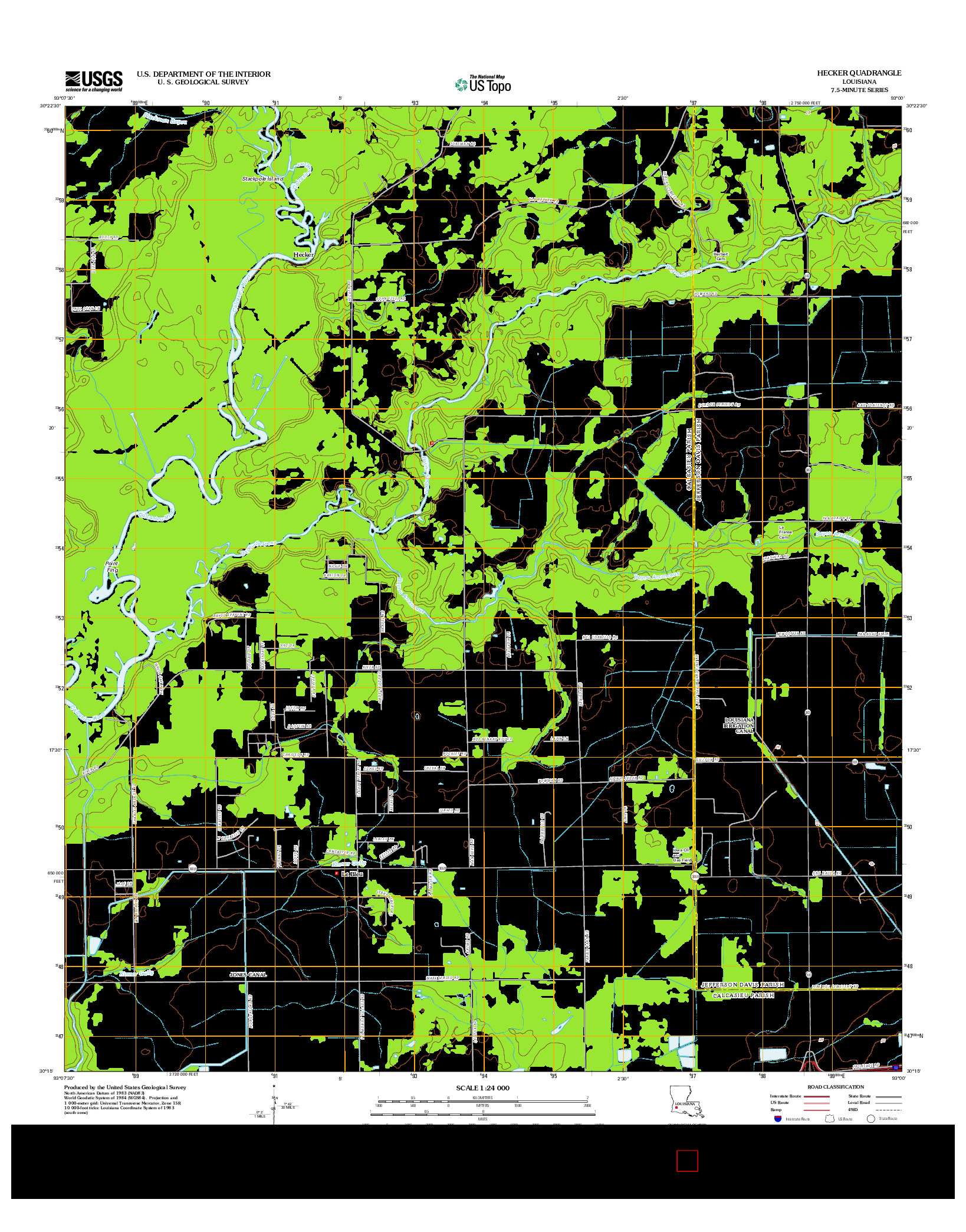 USGS US TOPO 7.5-MINUTE MAP FOR HECKER, LA 2012