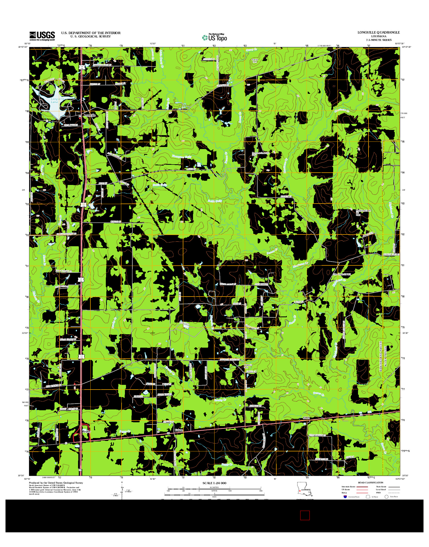 USGS US TOPO 7.5-MINUTE MAP FOR LONGVILLE, LA 2012