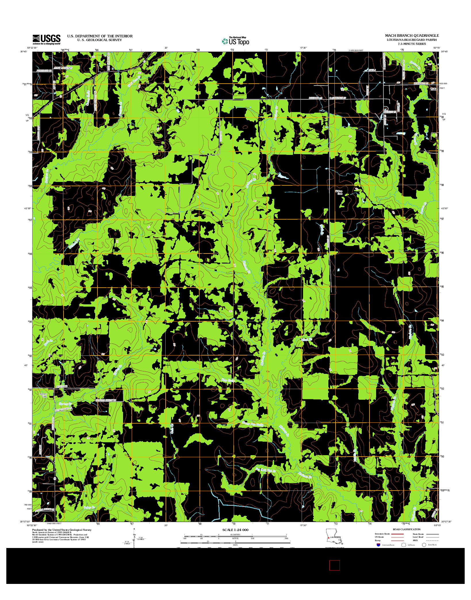 USGS US TOPO 7.5-MINUTE MAP FOR MACH BRANCH, LA 2012