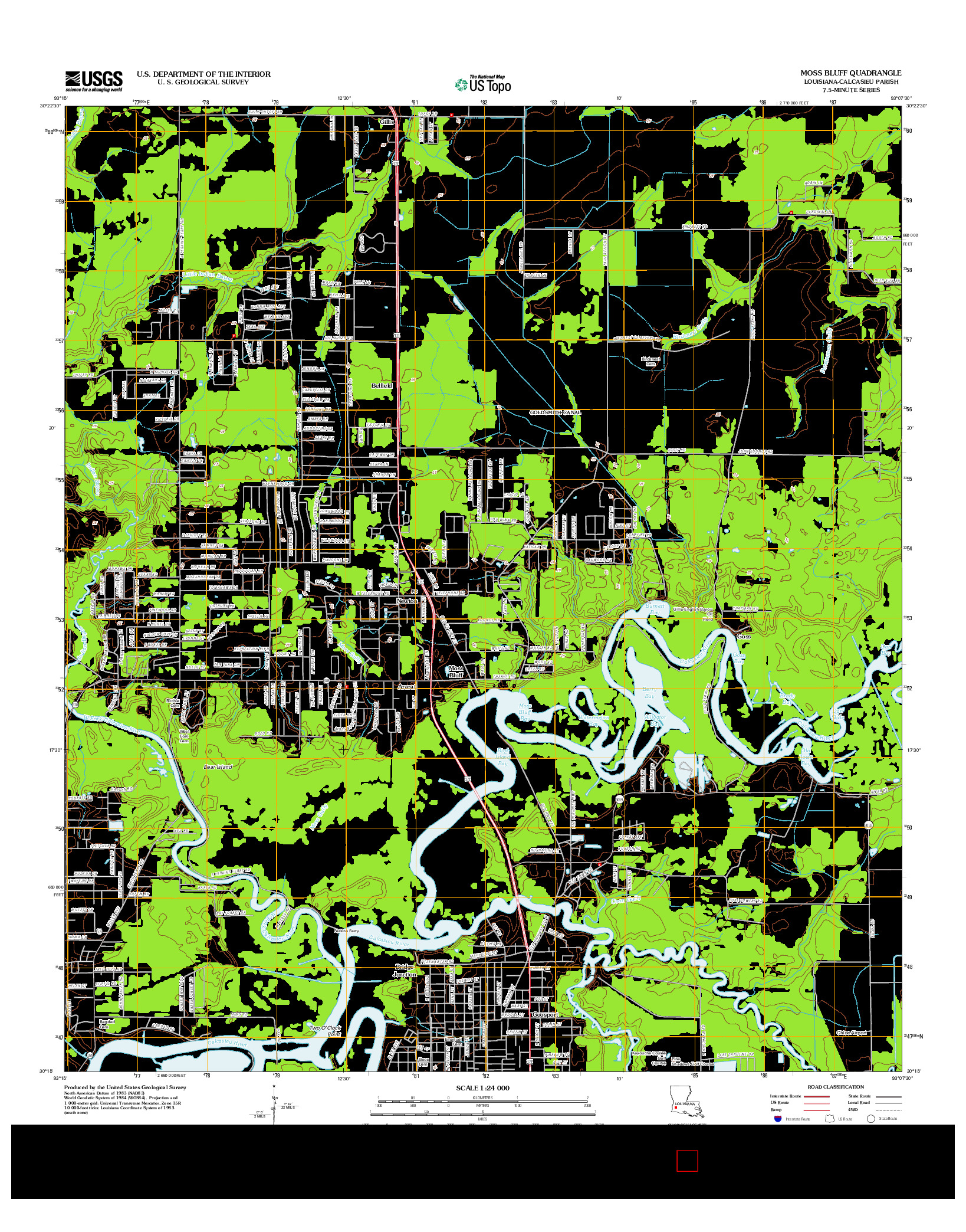 USGS US TOPO 7.5-MINUTE MAP FOR MOSS BLUFF, LA 2012