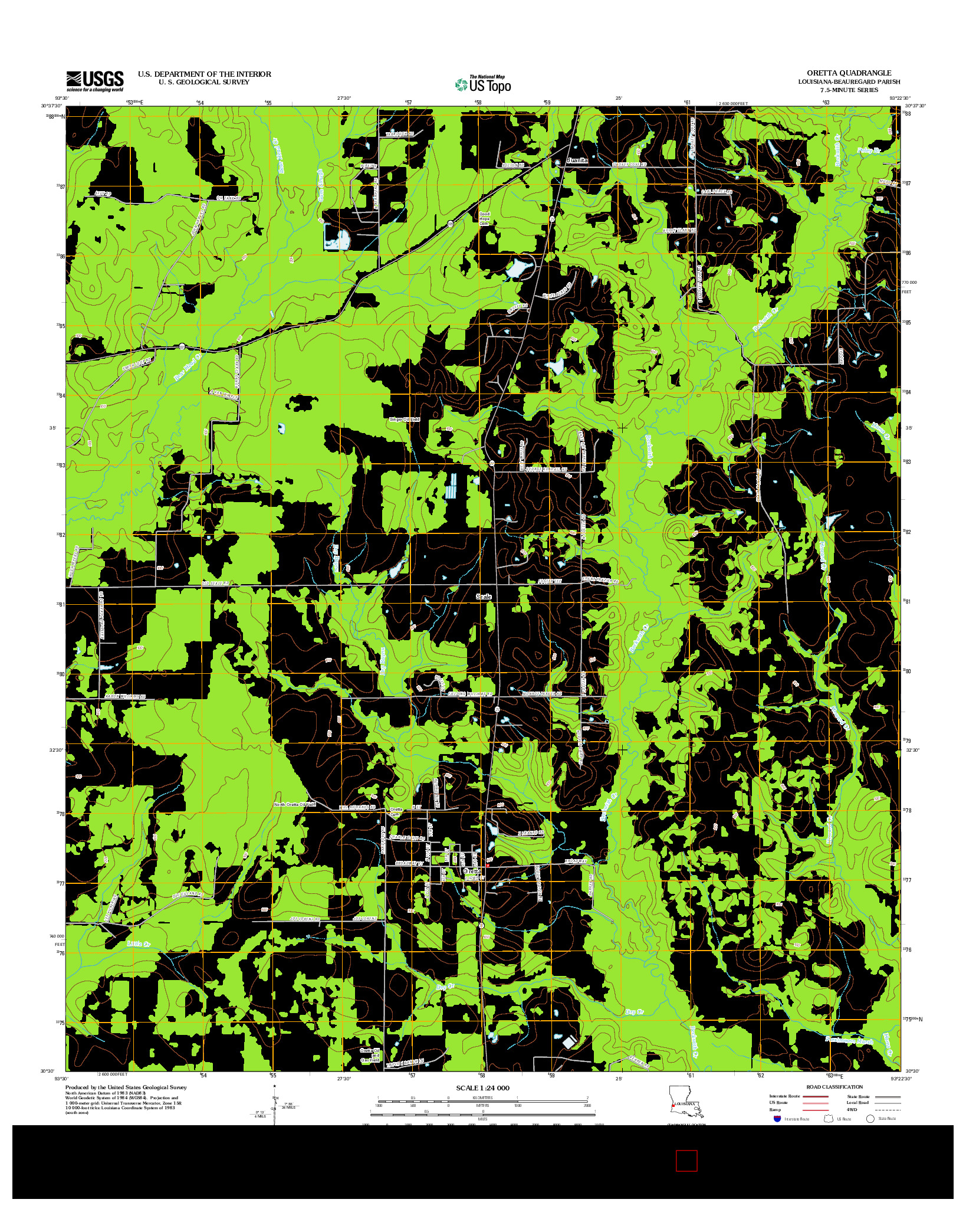 USGS US TOPO 7.5-MINUTE MAP FOR ORETTA, LA 2012