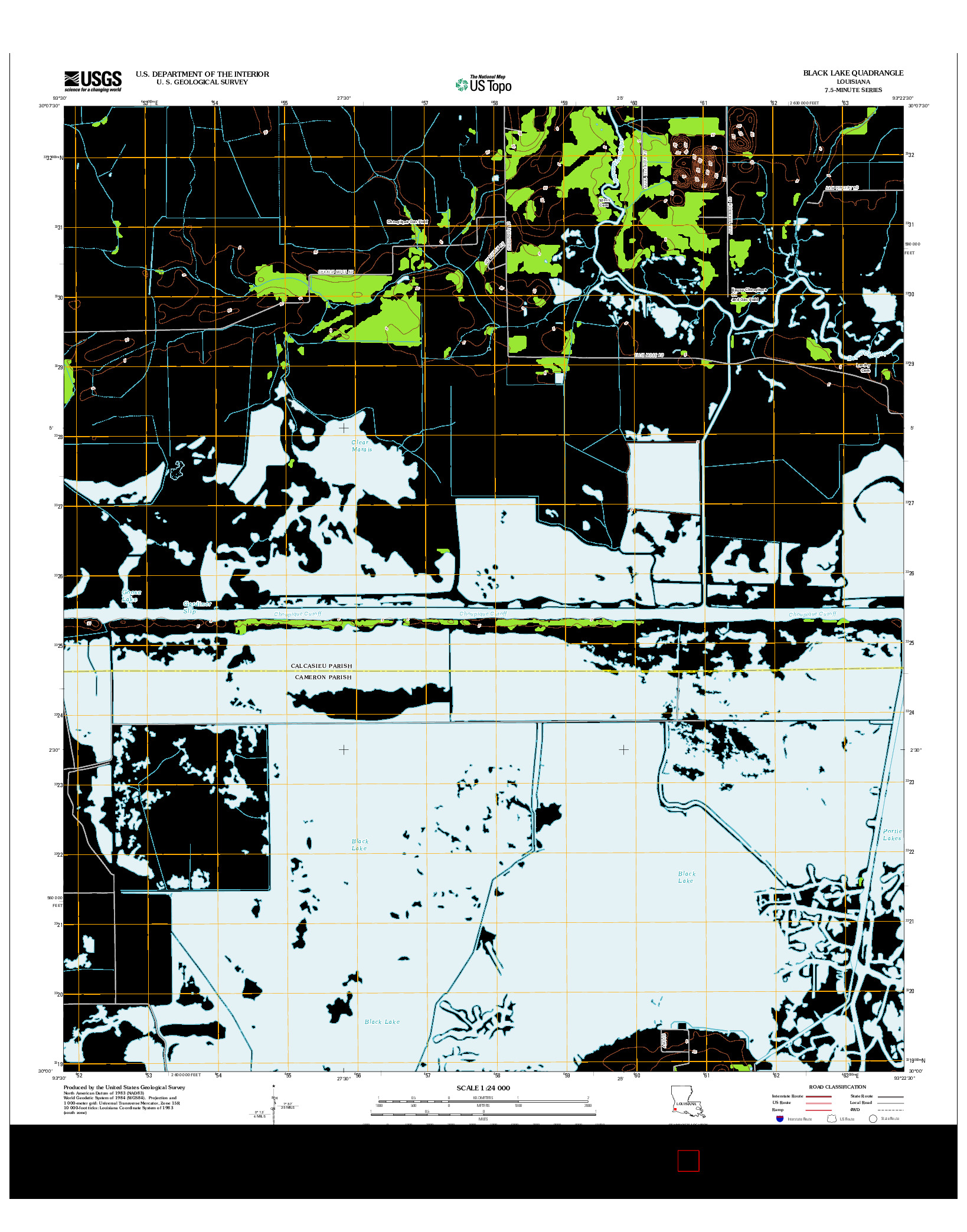 USGS US TOPO 7.5-MINUTE MAP FOR BLACK LAKE, LA 2012