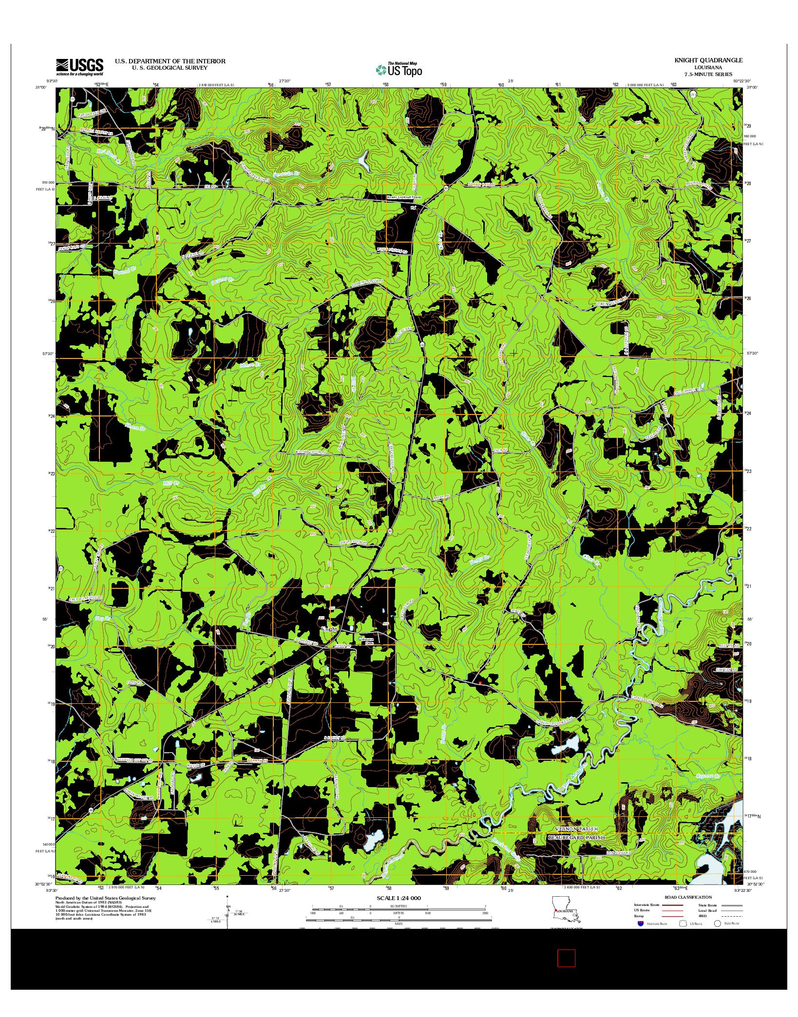 USGS US TOPO 7.5-MINUTE MAP FOR KNIGHT, LA 2012