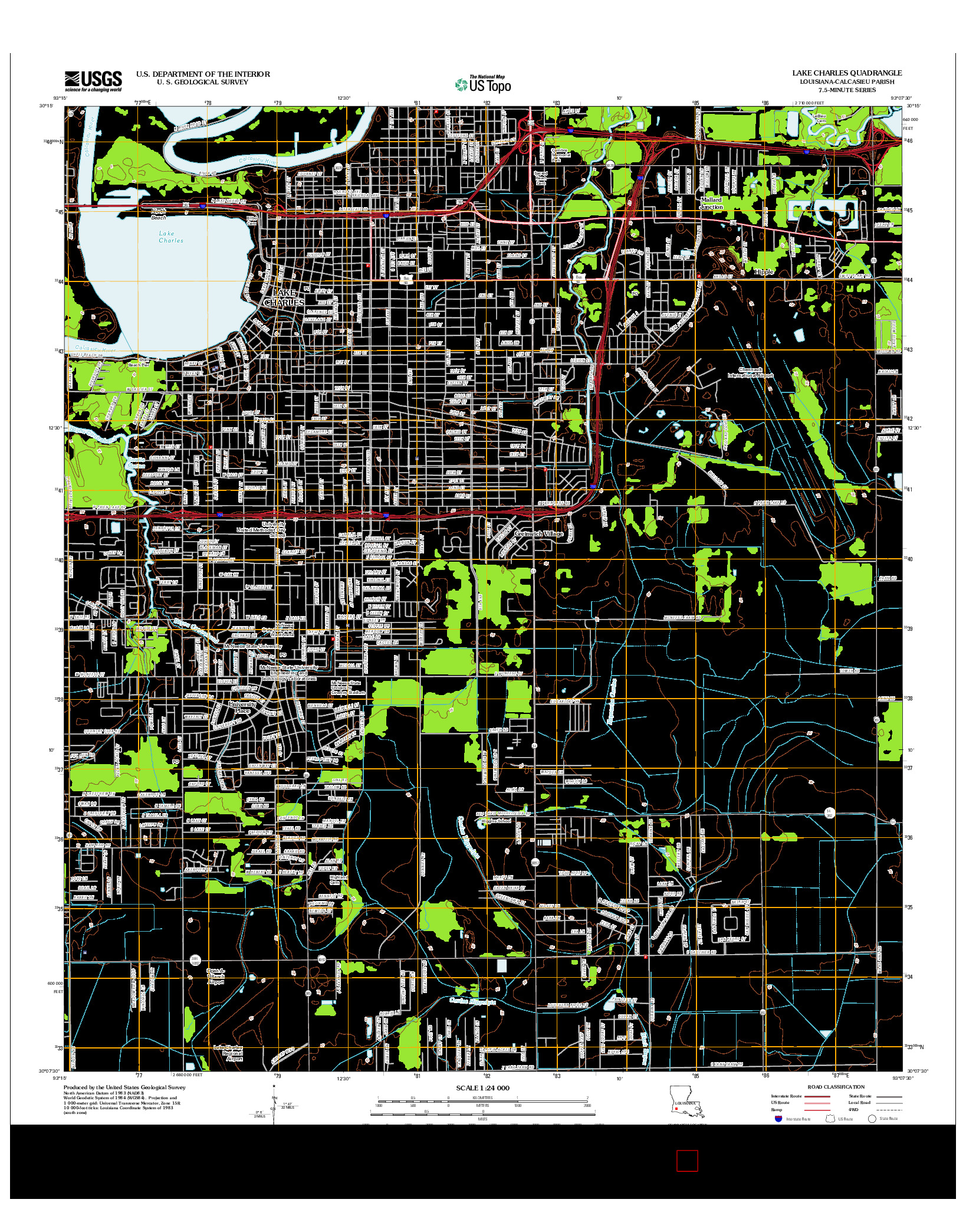 USGS US TOPO 7.5-MINUTE MAP FOR LAKE CHARLES, LA 2012