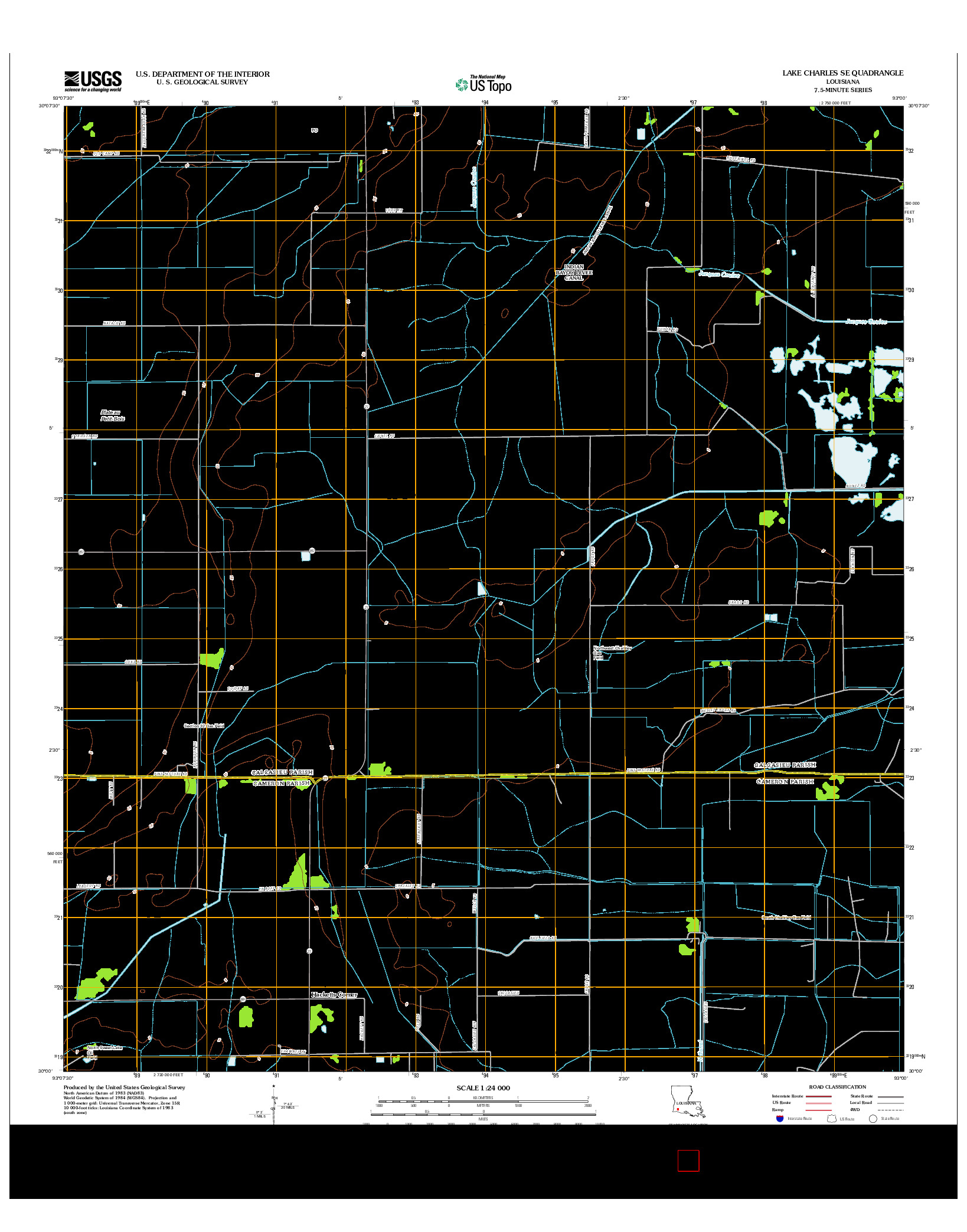 USGS US TOPO 7.5-MINUTE MAP FOR LAKE CHARLES SE, LA 2012