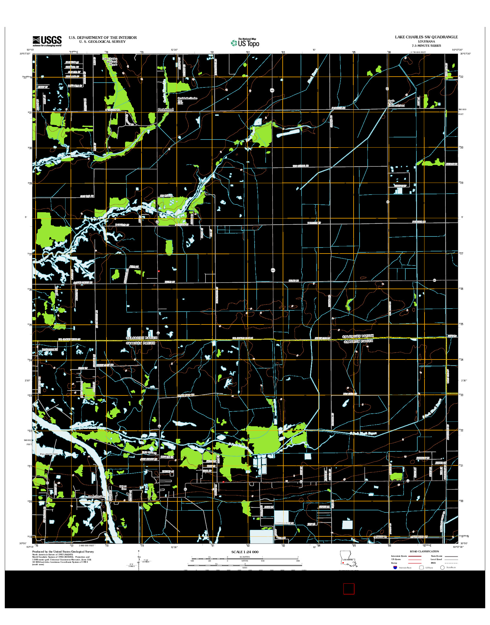 USGS US TOPO 7.5-MINUTE MAP FOR LAKE CHARLES SW, LA 2012