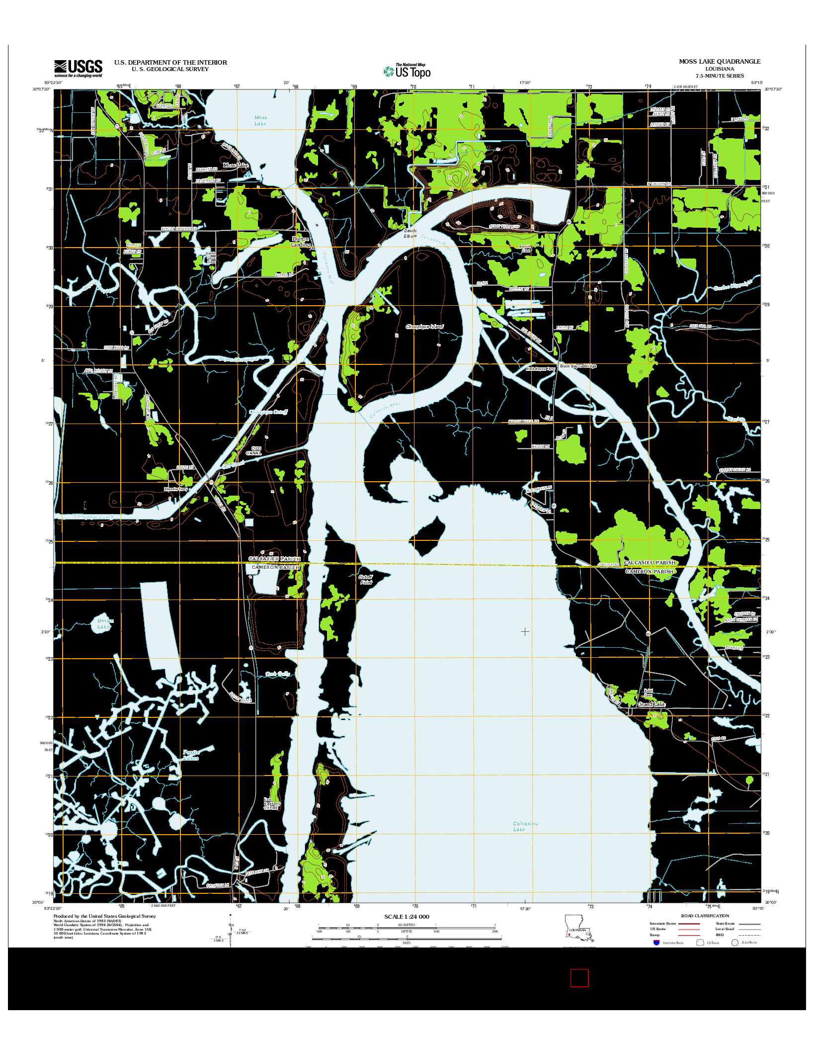 USGS US TOPO 7.5-MINUTE MAP FOR MOSS LAKE, LA 2012