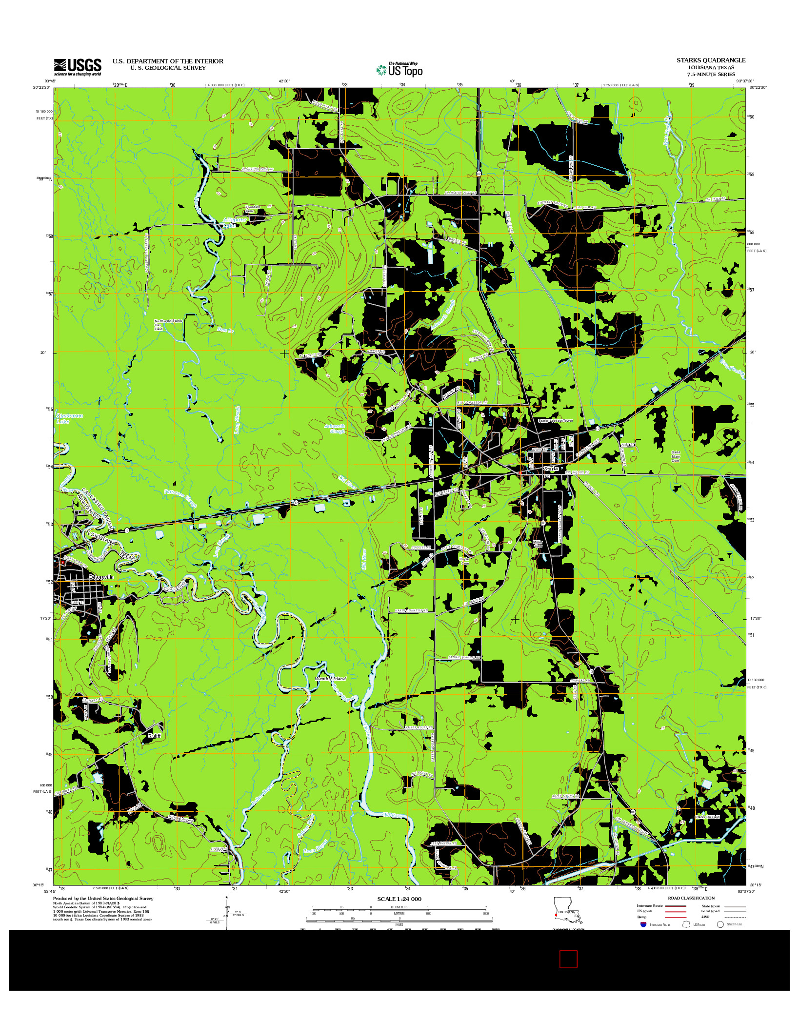 USGS US TOPO 7.5-MINUTE MAP FOR STARKS, LA-TX 2012