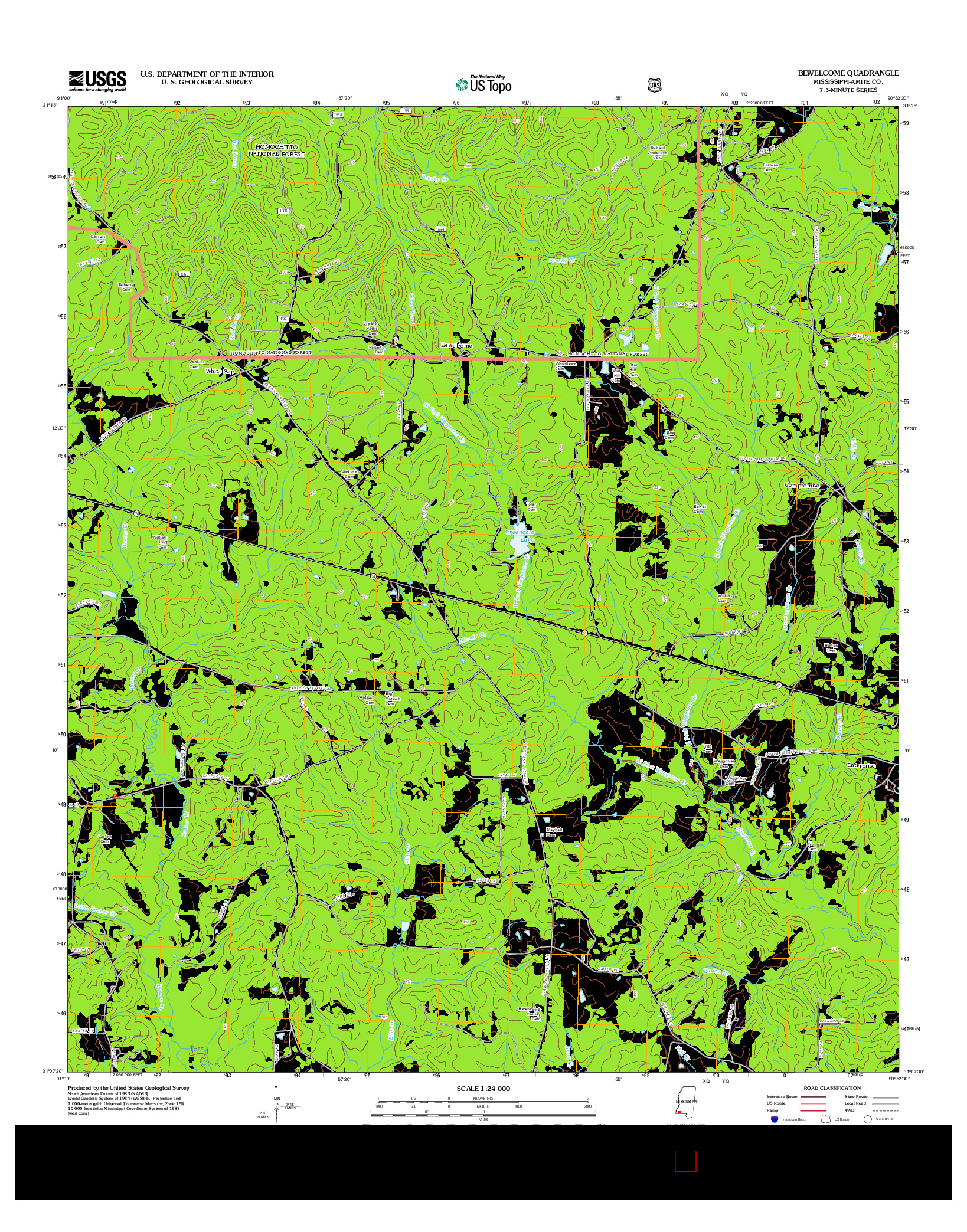 USGS US TOPO 7.5-MINUTE MAP FOR BEWELCOME, MS 2012