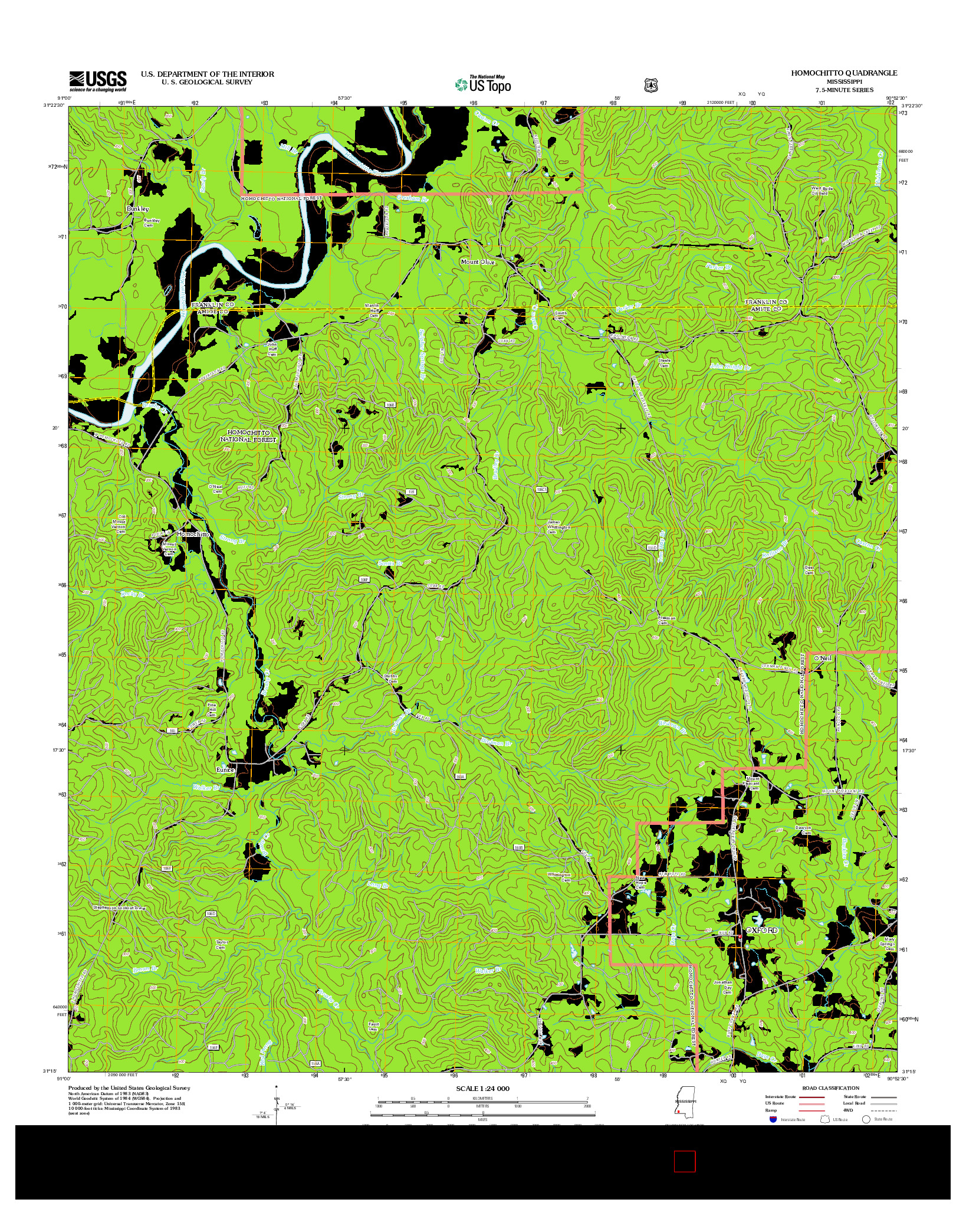 USGS US TOPO 7.5-MINUTE MAP FOR HOMOCHITTO, MS 2012