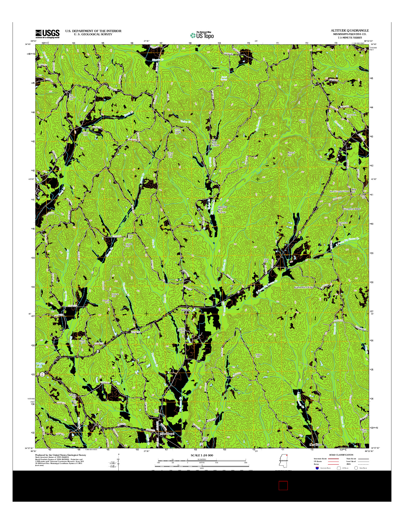 USGS US TOPO 7.5-MINUTE MAP FOR ALTITUDE, MS 2012