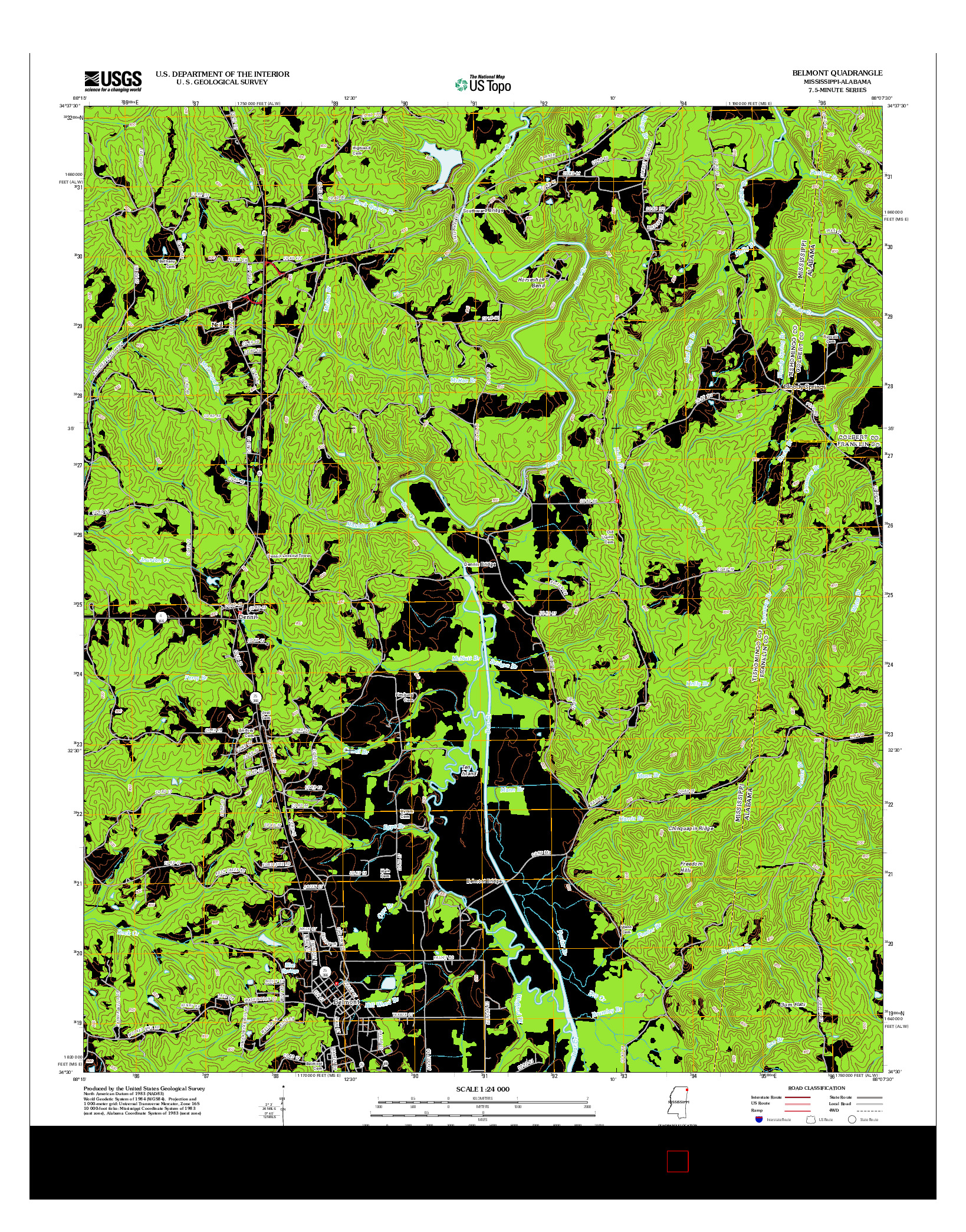 USGS US TOPO 7.5-MINUTE MAP FOR BELMONT, MS-AL 2012