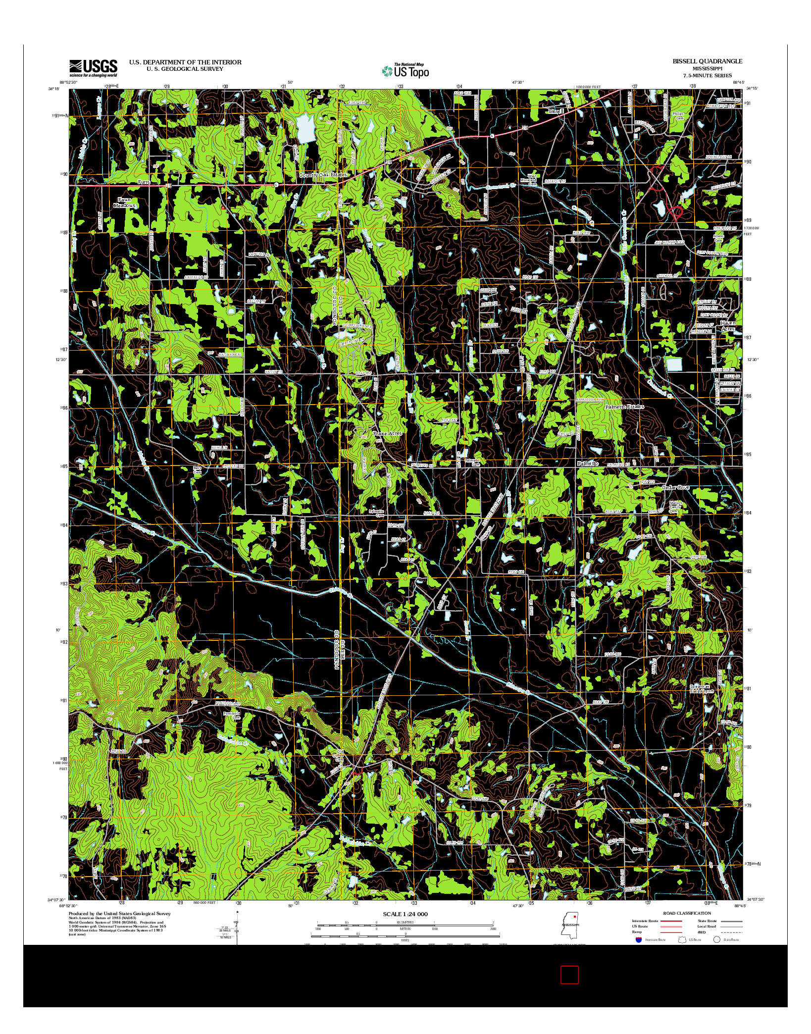 USGS US TOPO 7.5-MINUTE MAP FOR BISSELL, MS 2012