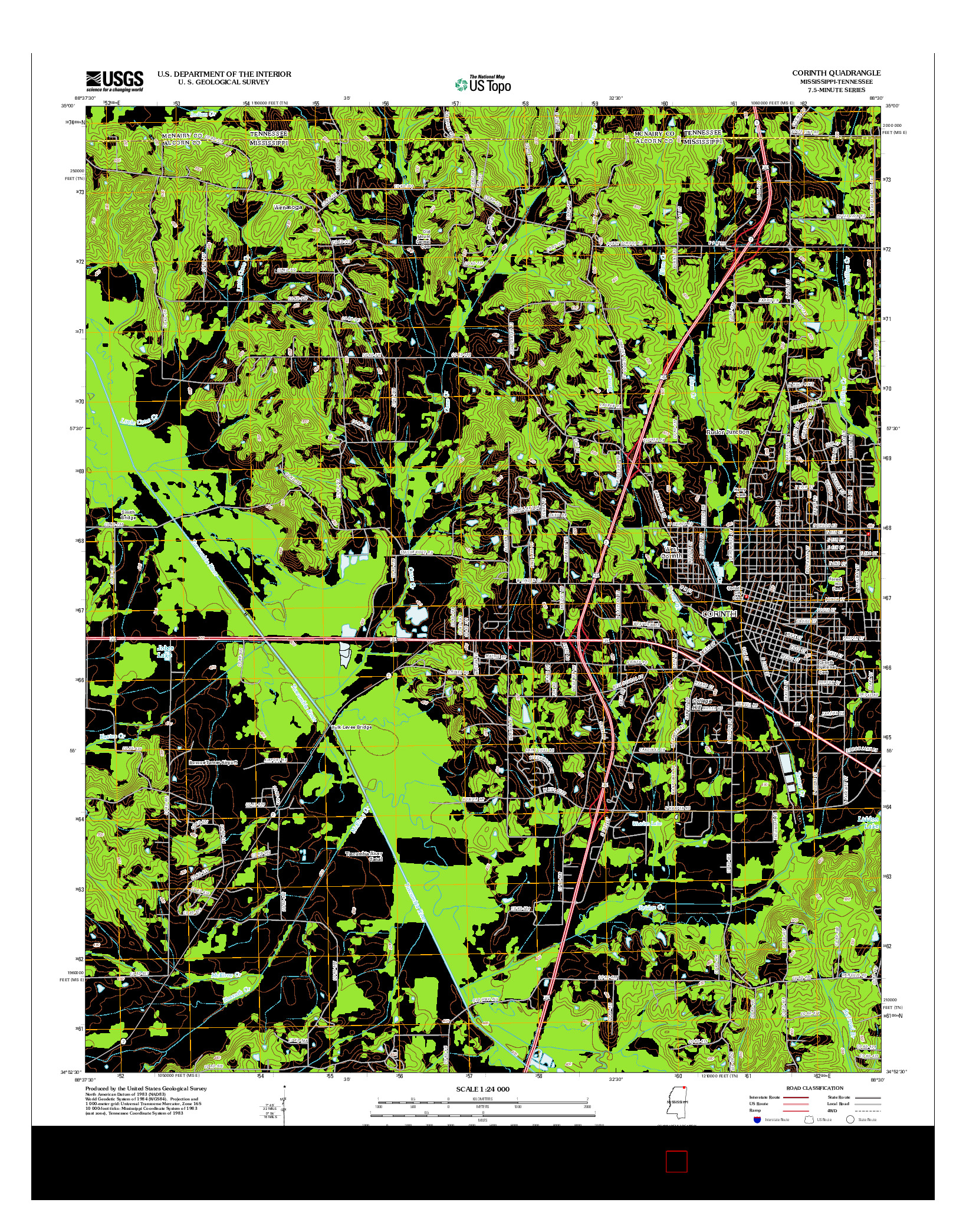 USGS US TOPO 7.5-MINUTE MAP FOR CORINTH, MS-TN 2012