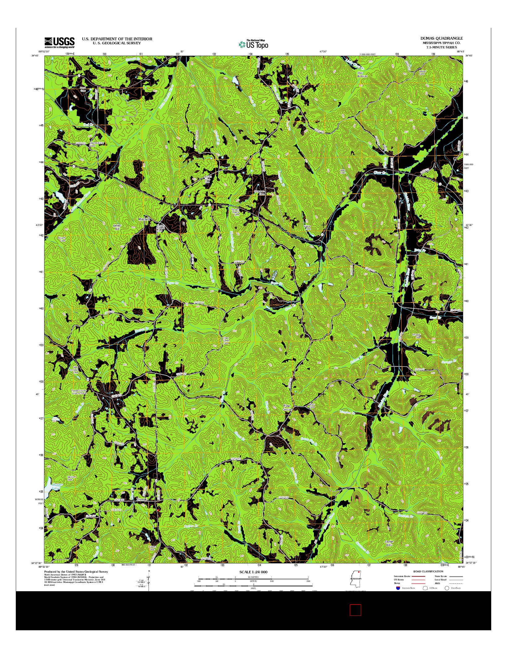 USGS US TOPO 7.5-MINUTE MAP FOR DUMAS, MS 2012