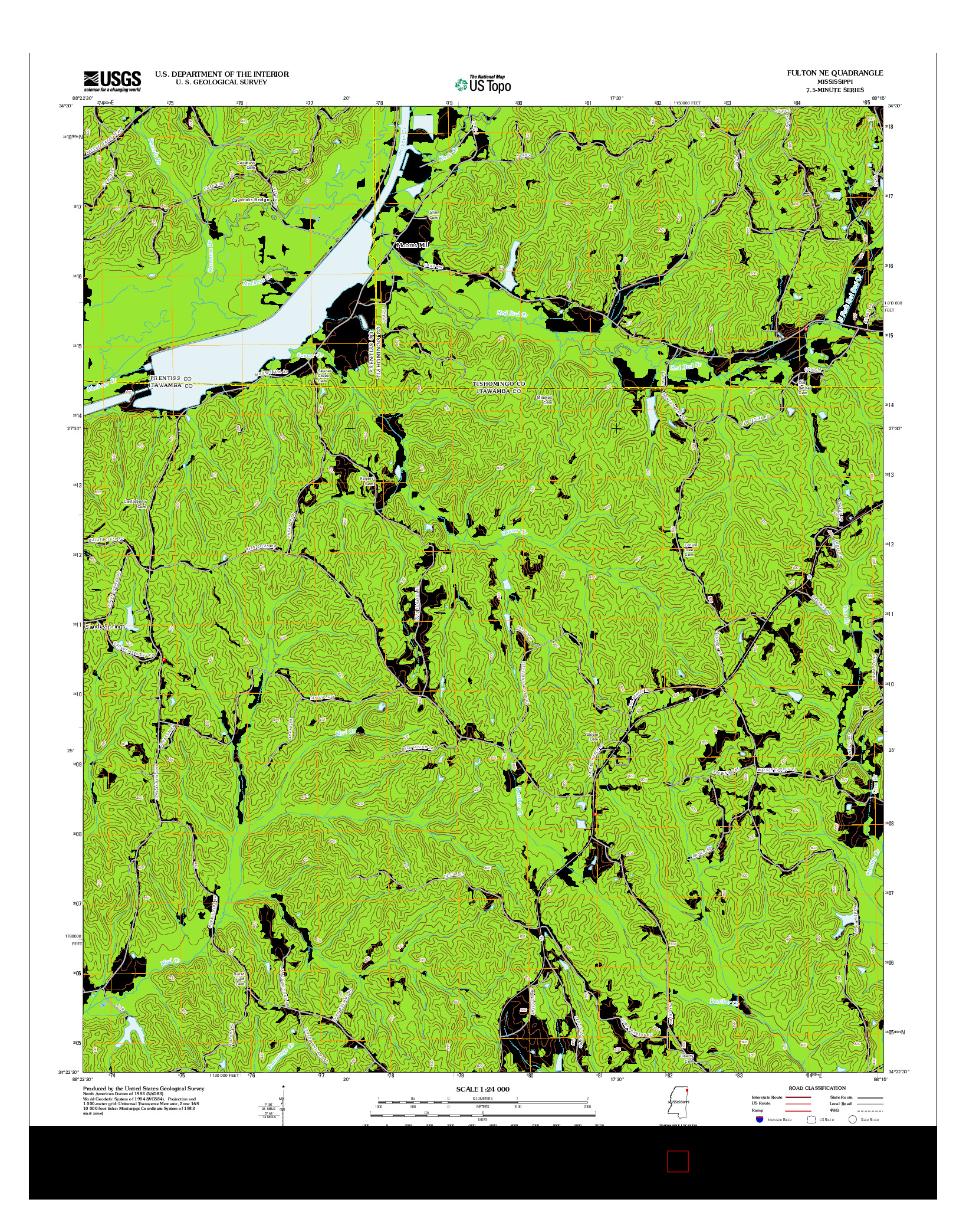 USGS US TOPO 7.5-MINUTE MAP FOR FULTON NE, MS 2012