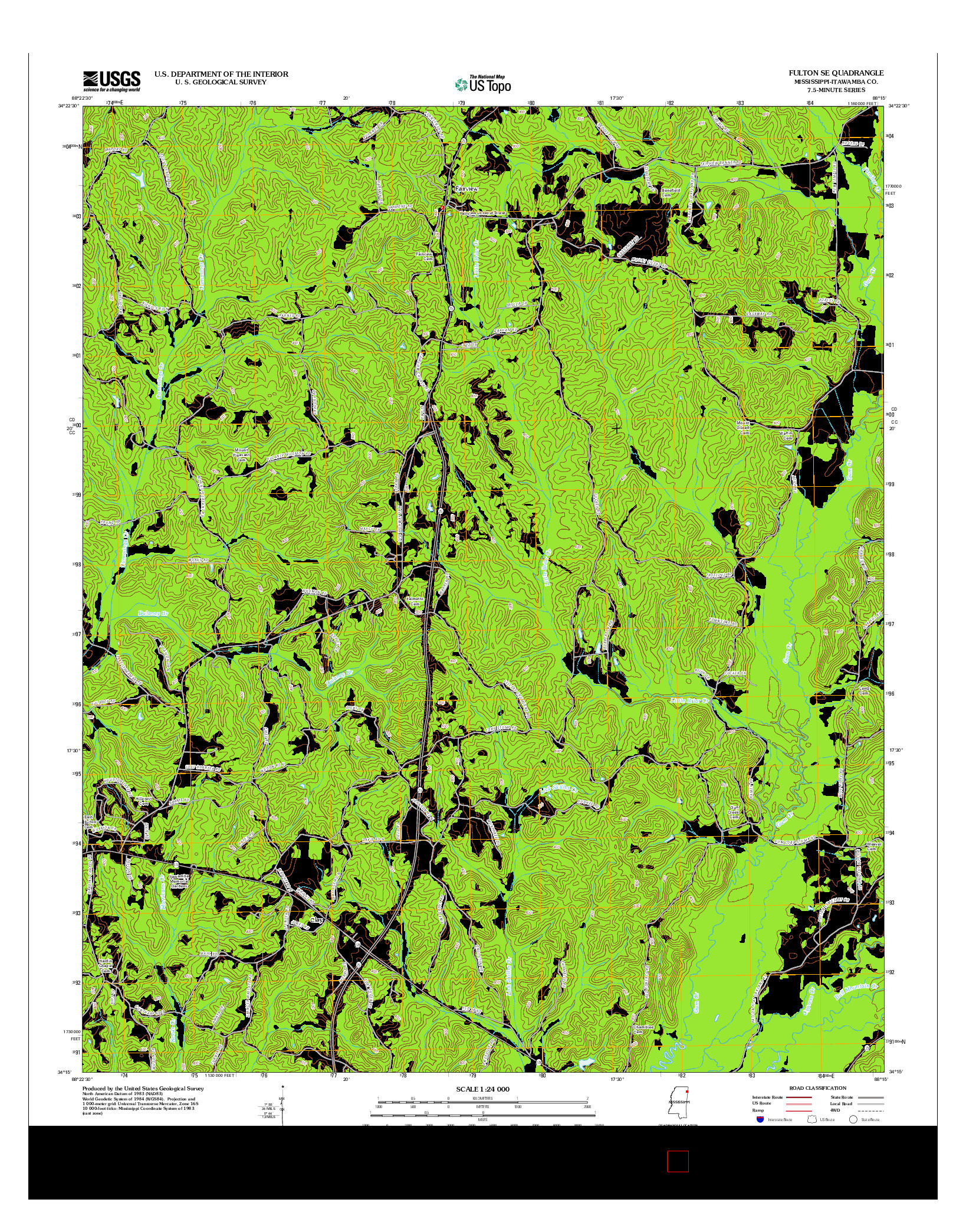 USGS US TOPO 7.5-MINUTE MAP FOR FULTON SE, MS 2012