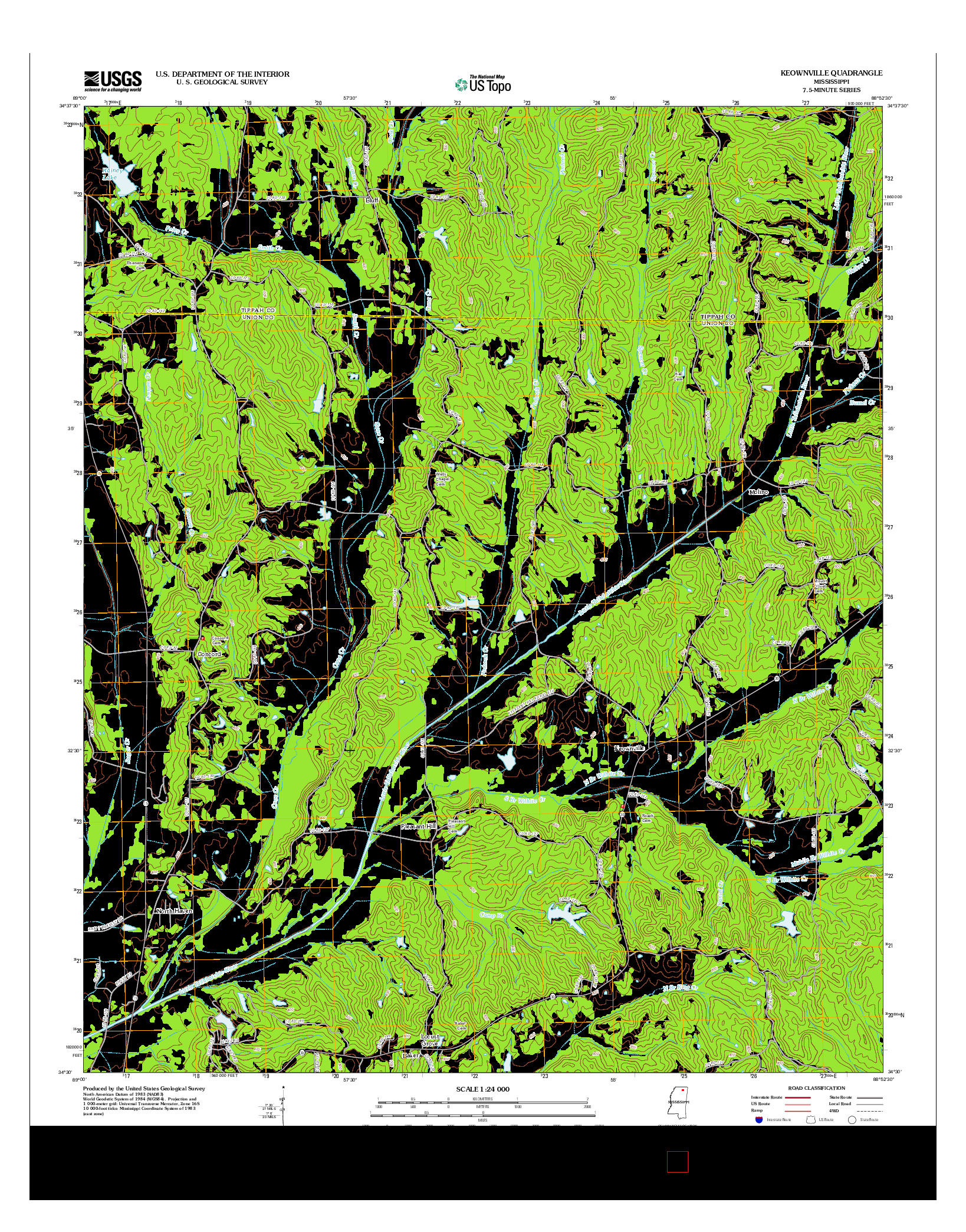 USGS US TOPO 7.5-MINUTE MAP FOR KEOWNVILLE, MS 2012