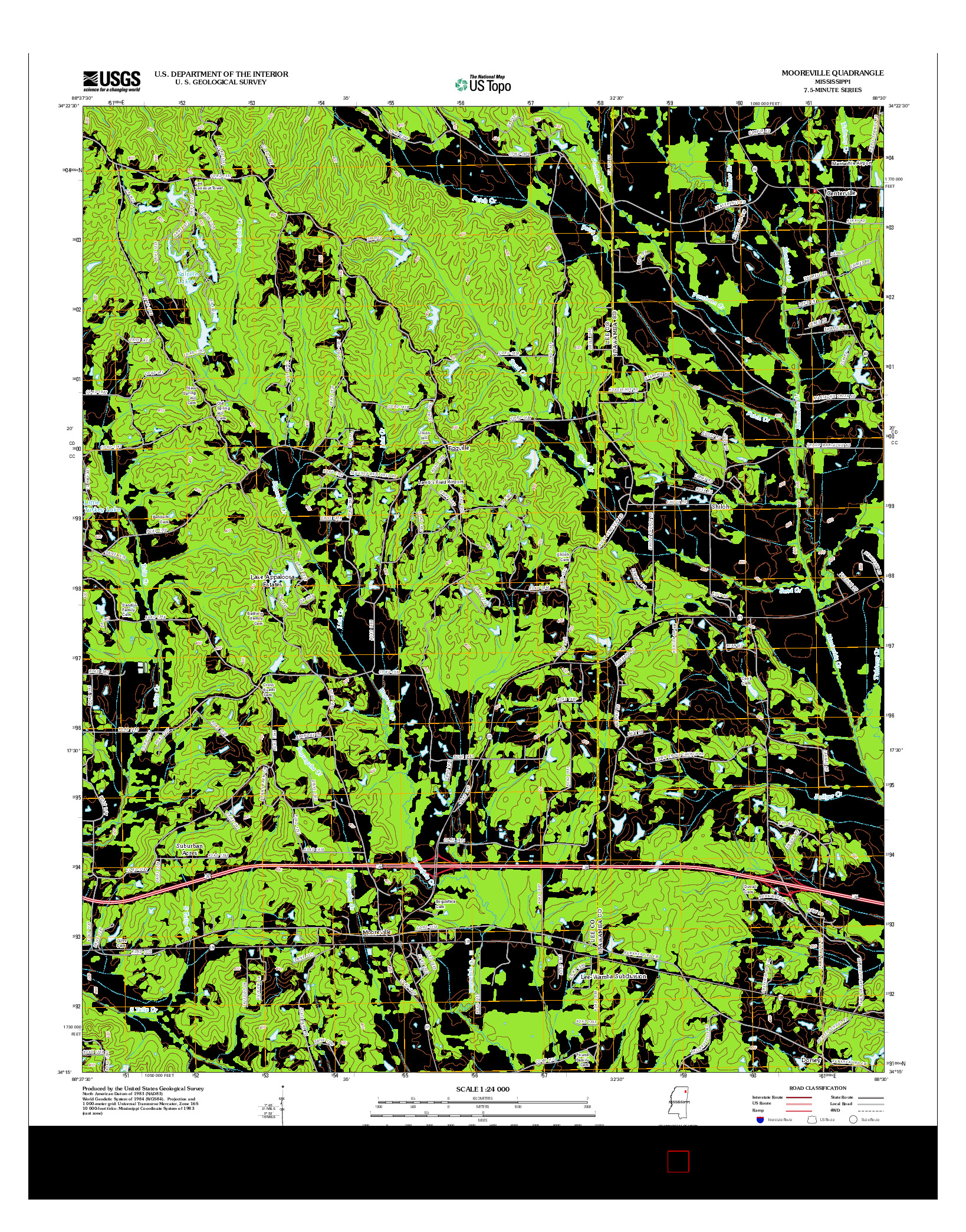 USGS US TOPO 7.5-MINUTE MAP FOR MOOREVILLE, MS 2012