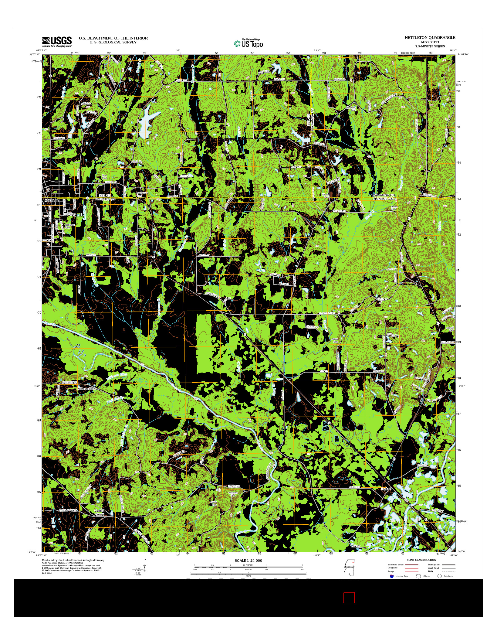 USGS US TOPO 7.5-MINUTE MAP FOR NETTLETON, MS 2012