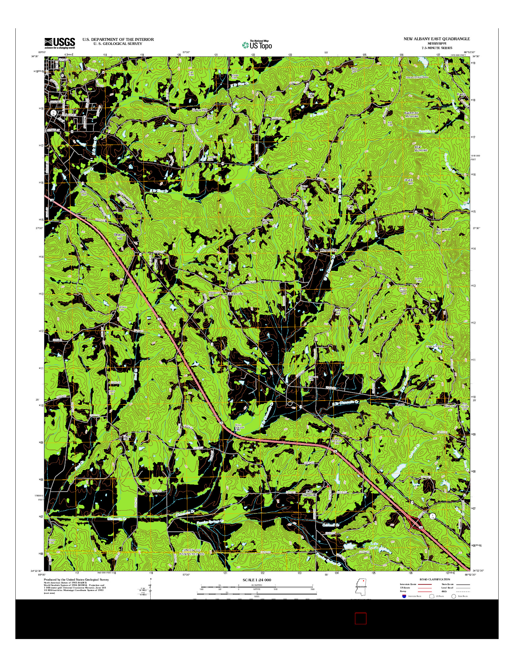 USGS US TOPO 7.5-MINUTE MAP FOR NEW ALBANY EAST, MS 2012