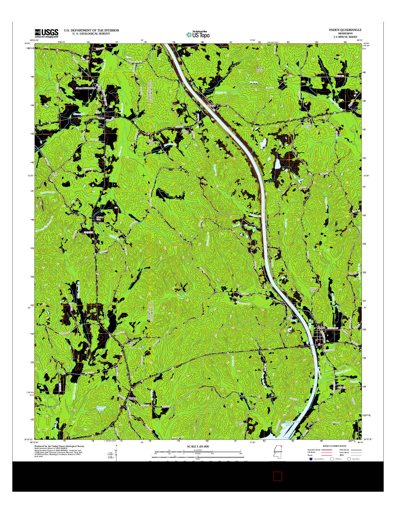 USGS US TOPO 7.5-MINUTE MAP FOR PADEN, MS 2012