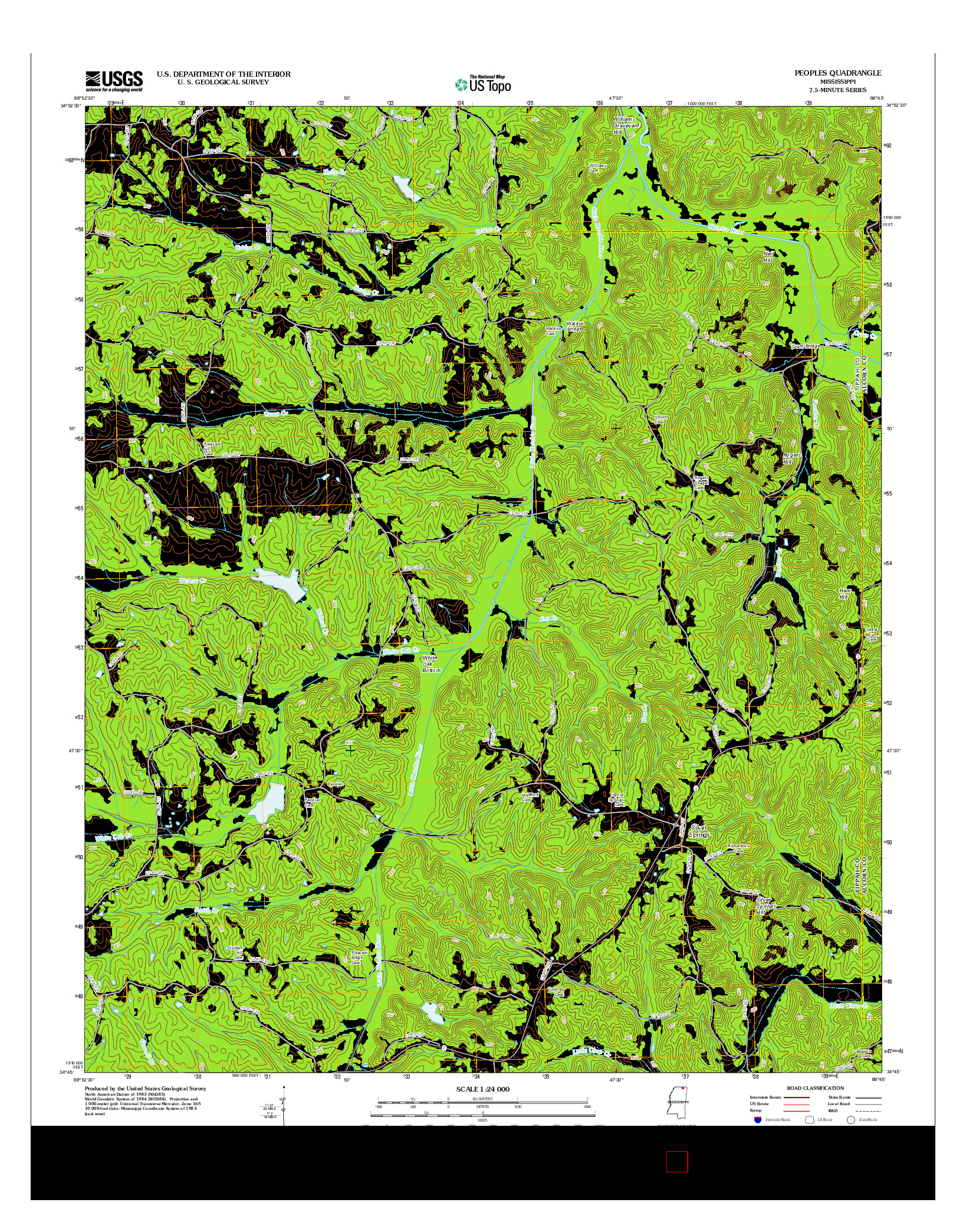 USGS US TOPO 7.5-MINUTE MAP FOR PEOPLES, MS 2012