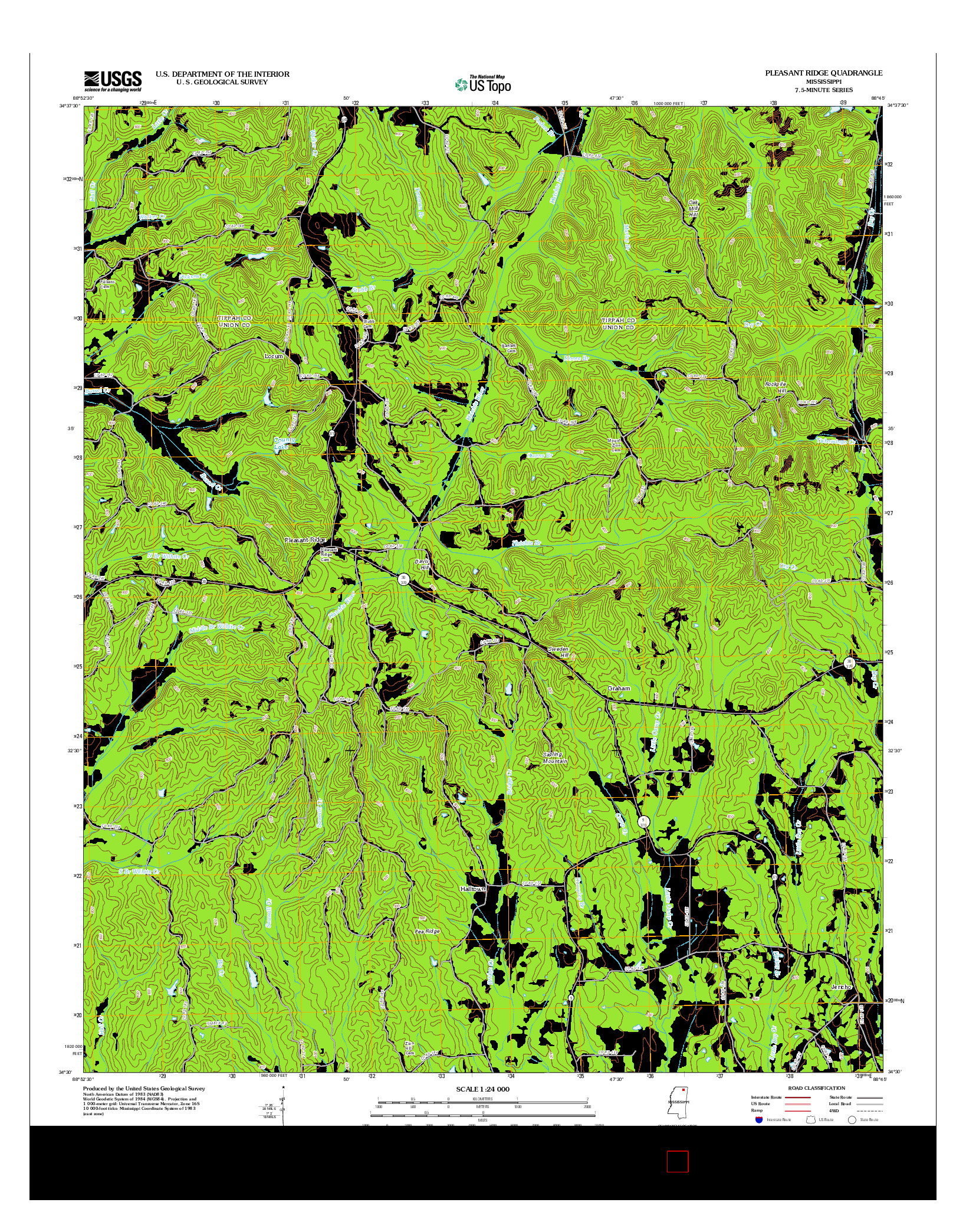 USGS US TOPO 7.5-MINUTE MAP FOR PLEASANT RIDGE, MS 2012