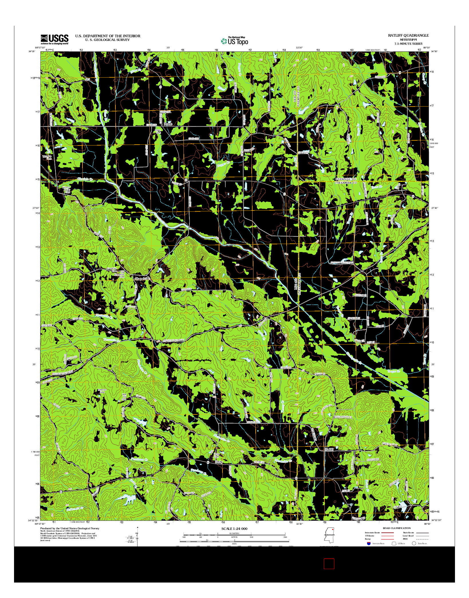 USGS US TOPO 7.5-MINUTE MAP FOR RATLIFF, MS 2012