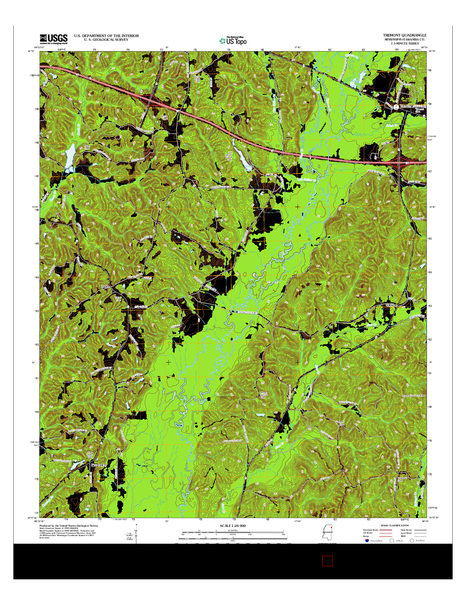USGS US TOPO 7.5-MINUTE MAP FOR TREMONT, MS 2012