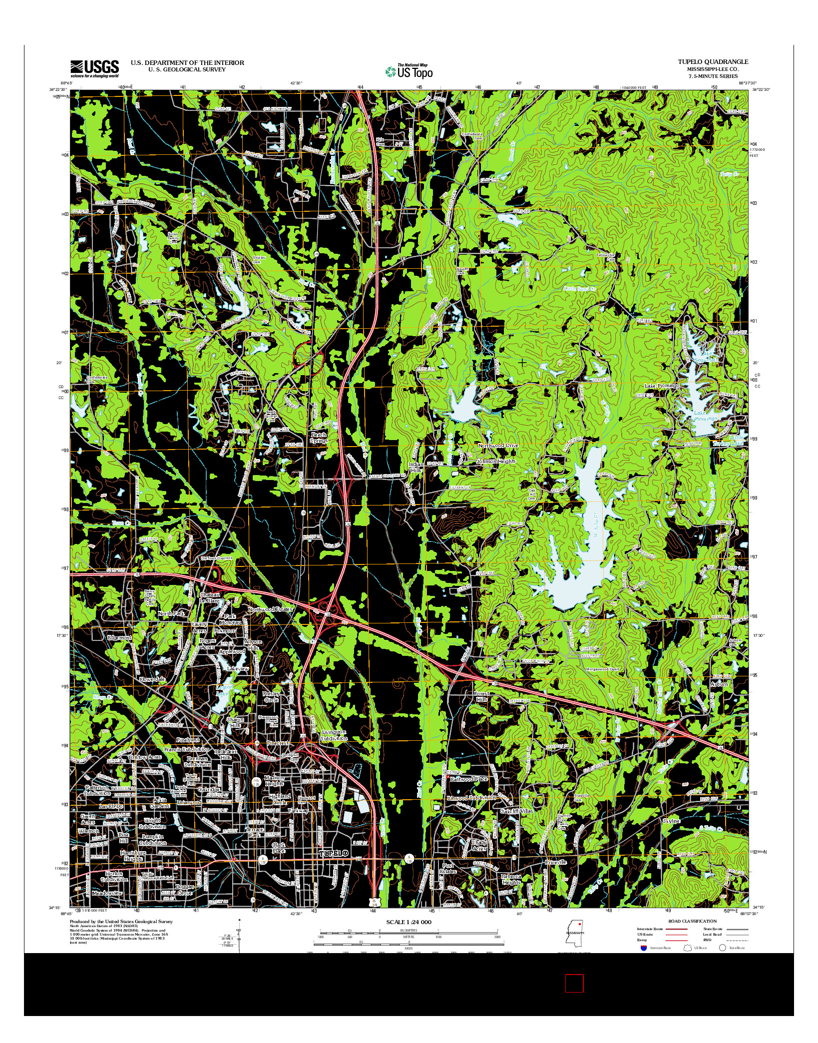 USGS US TOPO 7.5-MINUTE MAP FOR TUPELO, MS 2012