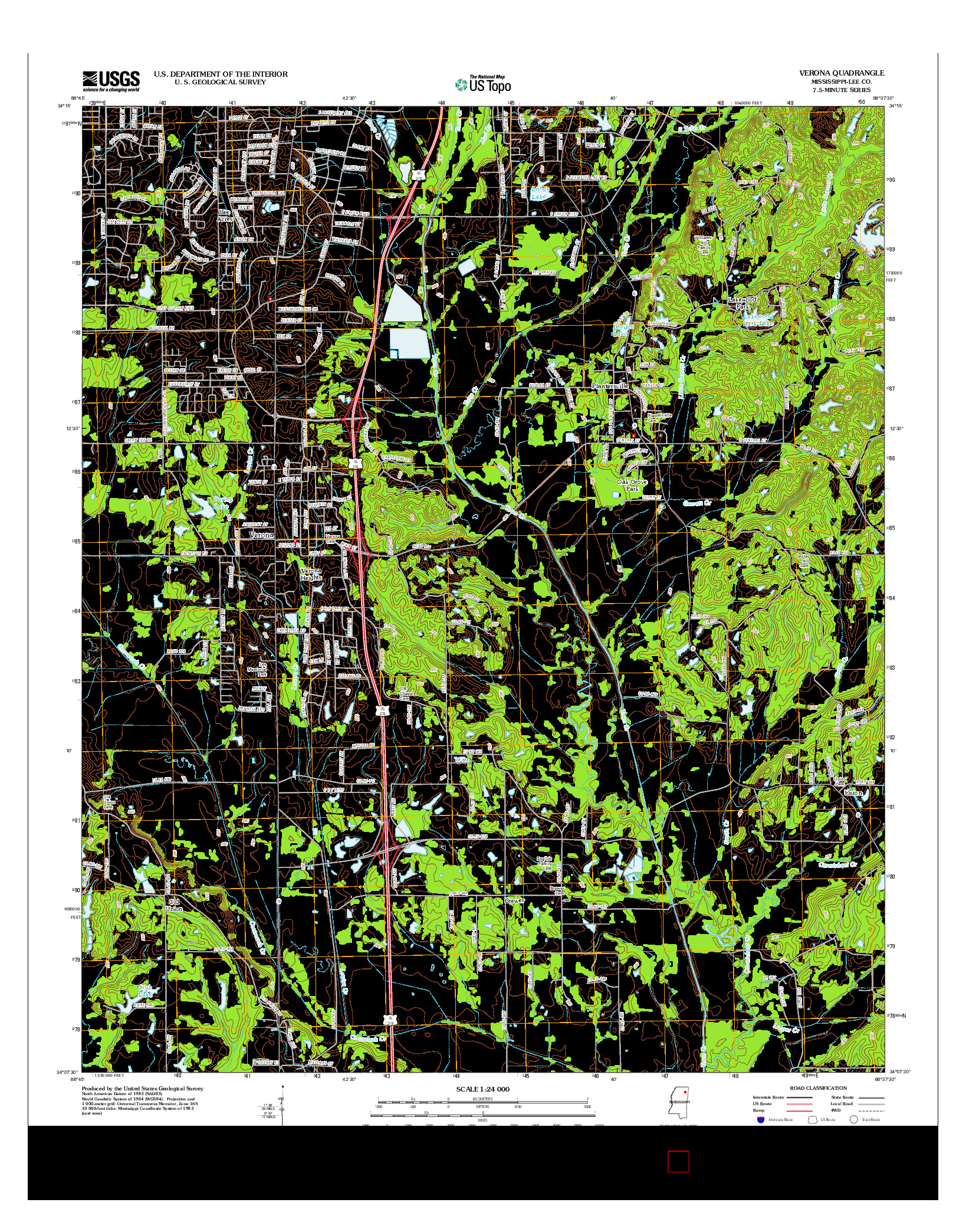 USGS US TOPO 7.5-MINUTE MAP FOR VERONA, MS 2012