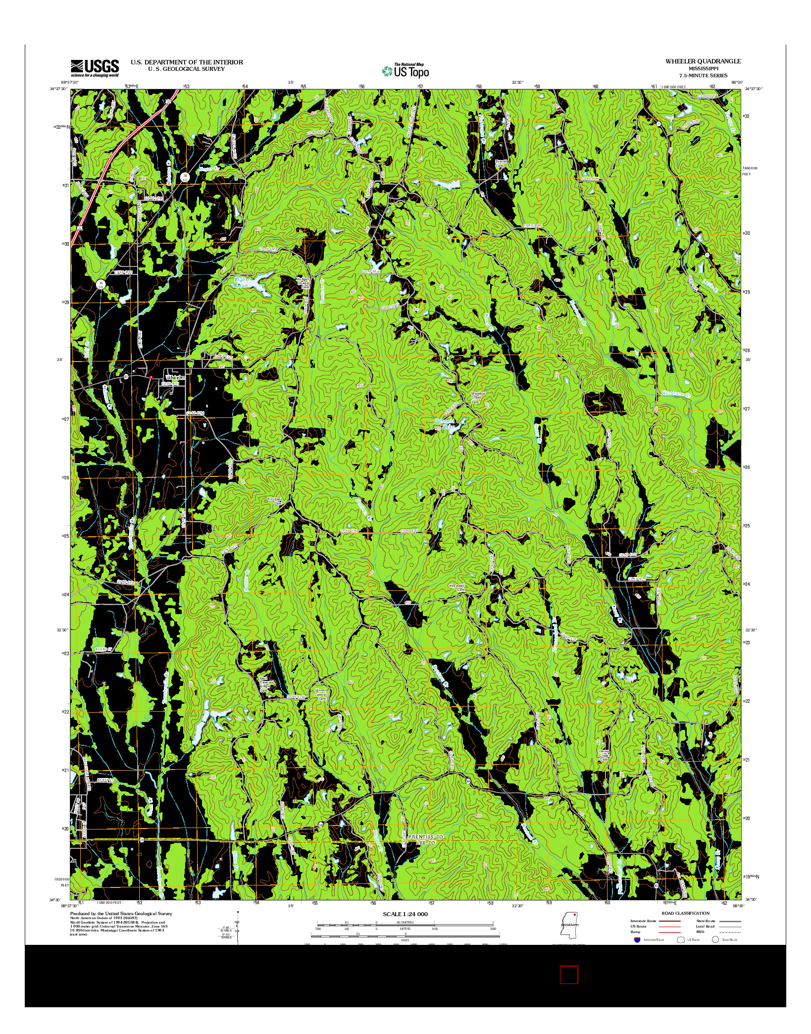 USGS US TOPO 7.5-MINUTE MAP FOR WHEELER, MS 2012