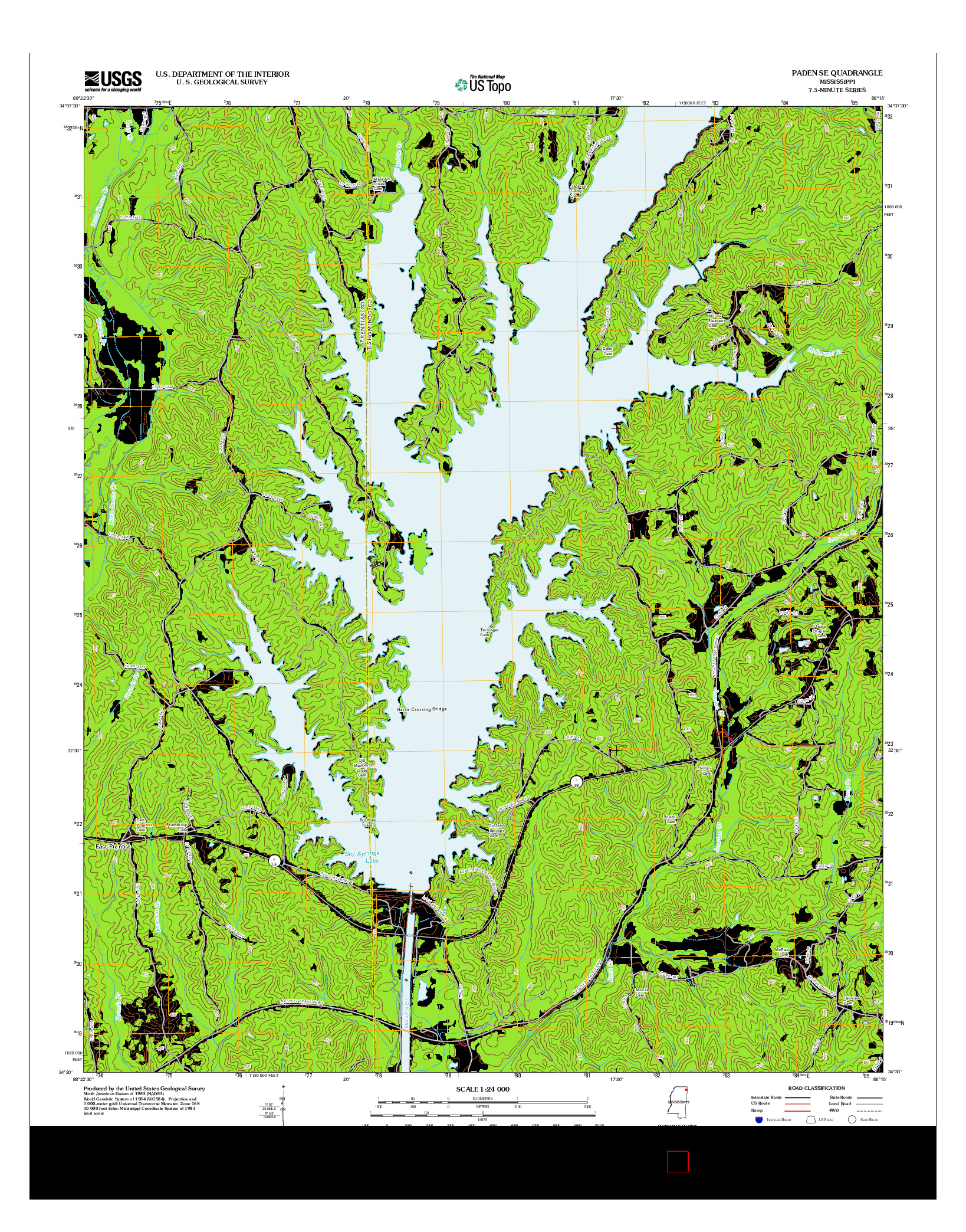 USGS US TOPO 7.5-MINUTE MAP FOR PADEN SE, MS 2012