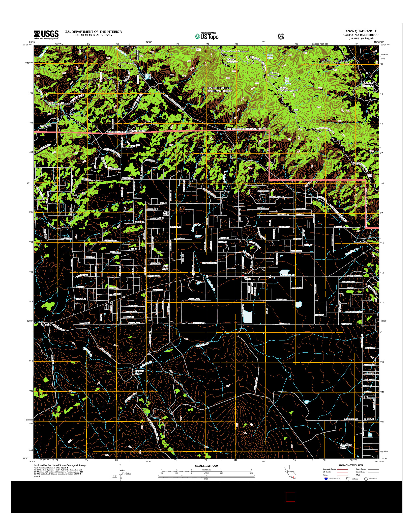 USGS US TOPO 7.5-MINUTE MAP FOR ANZA, CA 2012