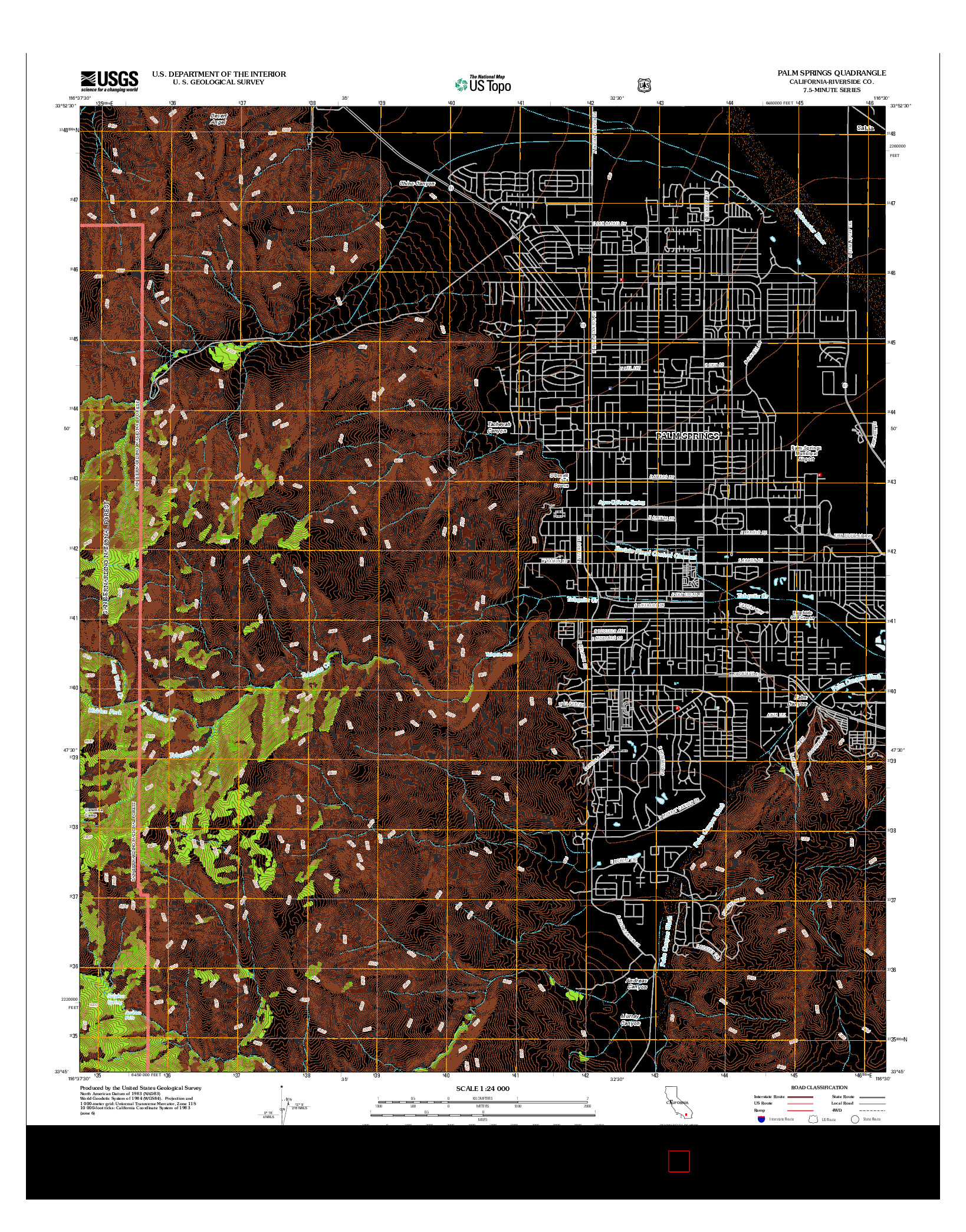 USGS US TOPO 7.5-MINUTE MAP FOR PALM SPRINGS, CA 2012